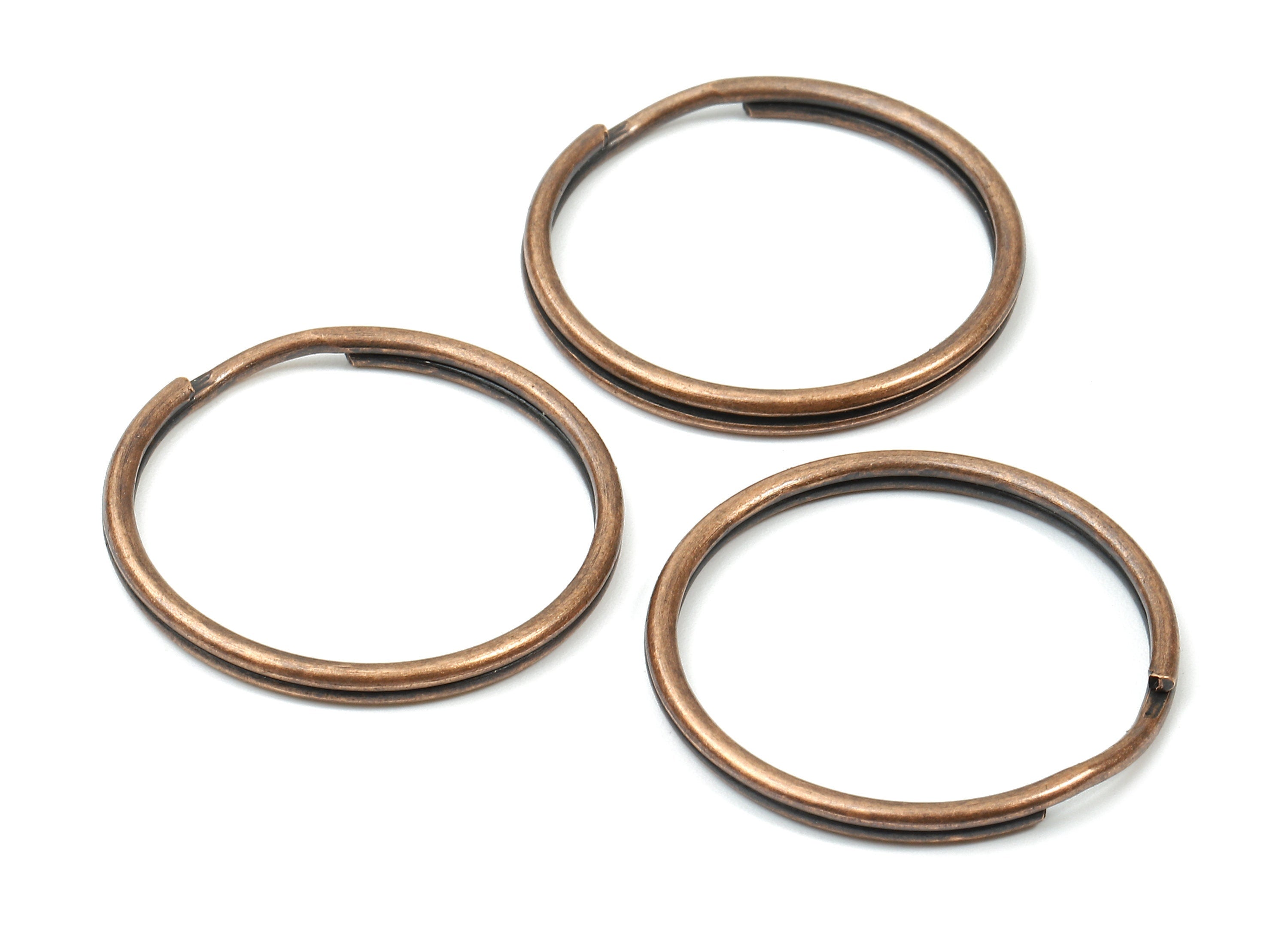 Antique Copper Metal Key Rings - Split Rings - Circle Key Rings - Keychain Connectors - Key Ring Findings - 29.37x29.37x1.73mm - PP2853AC - DOMEDBAZAAR