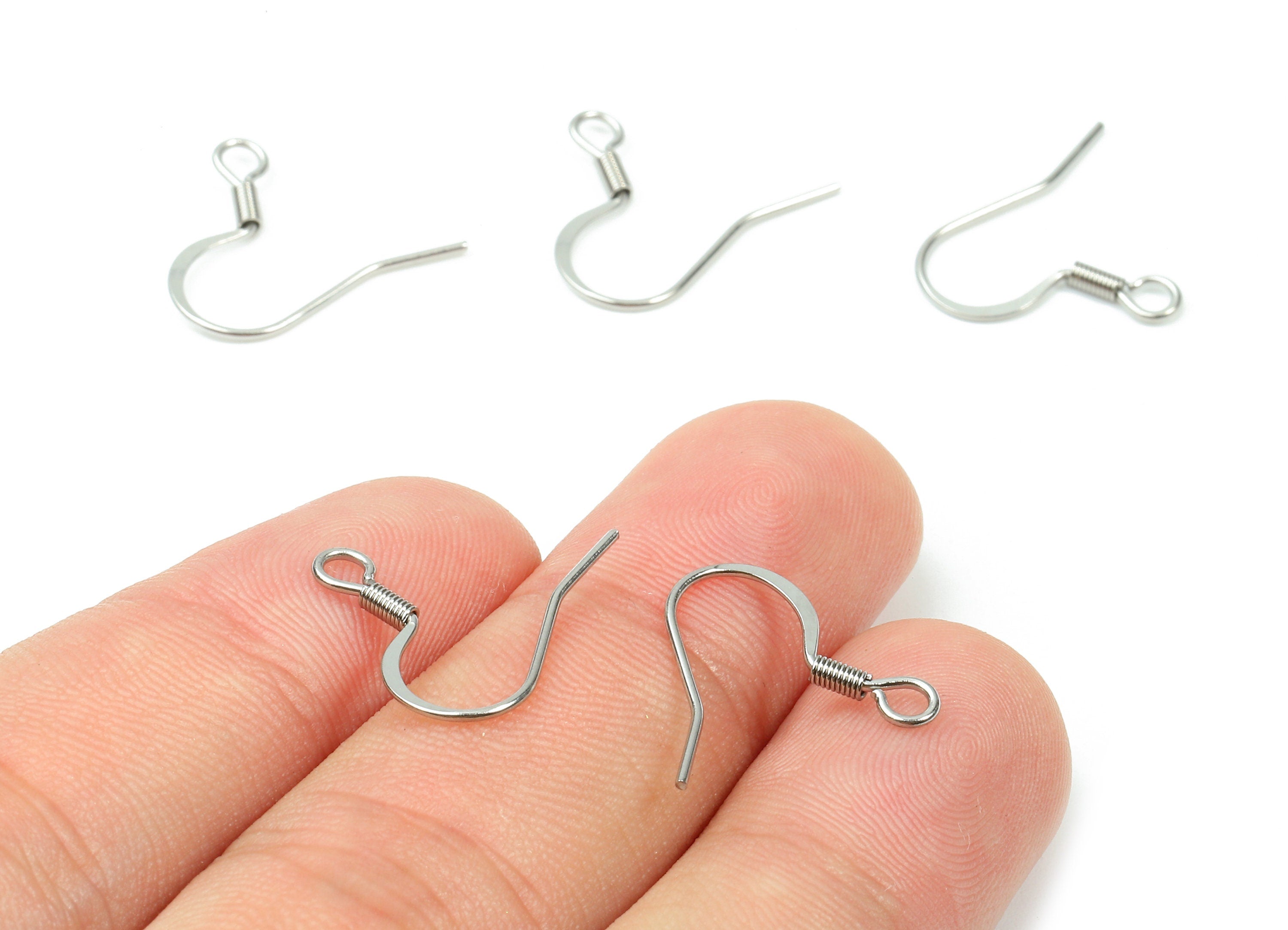 Brass Earring Hook - Brass Earring Wires - Silver Tone Plated - Earring Findings - Jewelry Supplies - 18.78x16.36x1.66mm - PP2823 - DOMEDBAZAAR