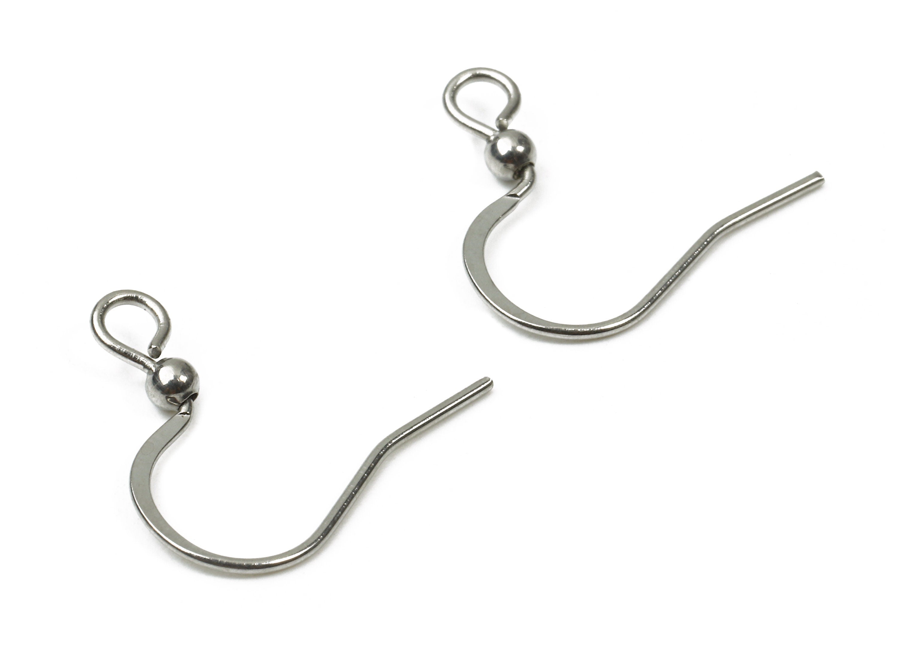 Brass Earring Hook 2.4 - Brass Earring Wires - Silver Tone Plated - Earring Findings - Jewelry Supplies - 17.23x15.95x2.31mm - PP2821 - DOMEDBAZAAR