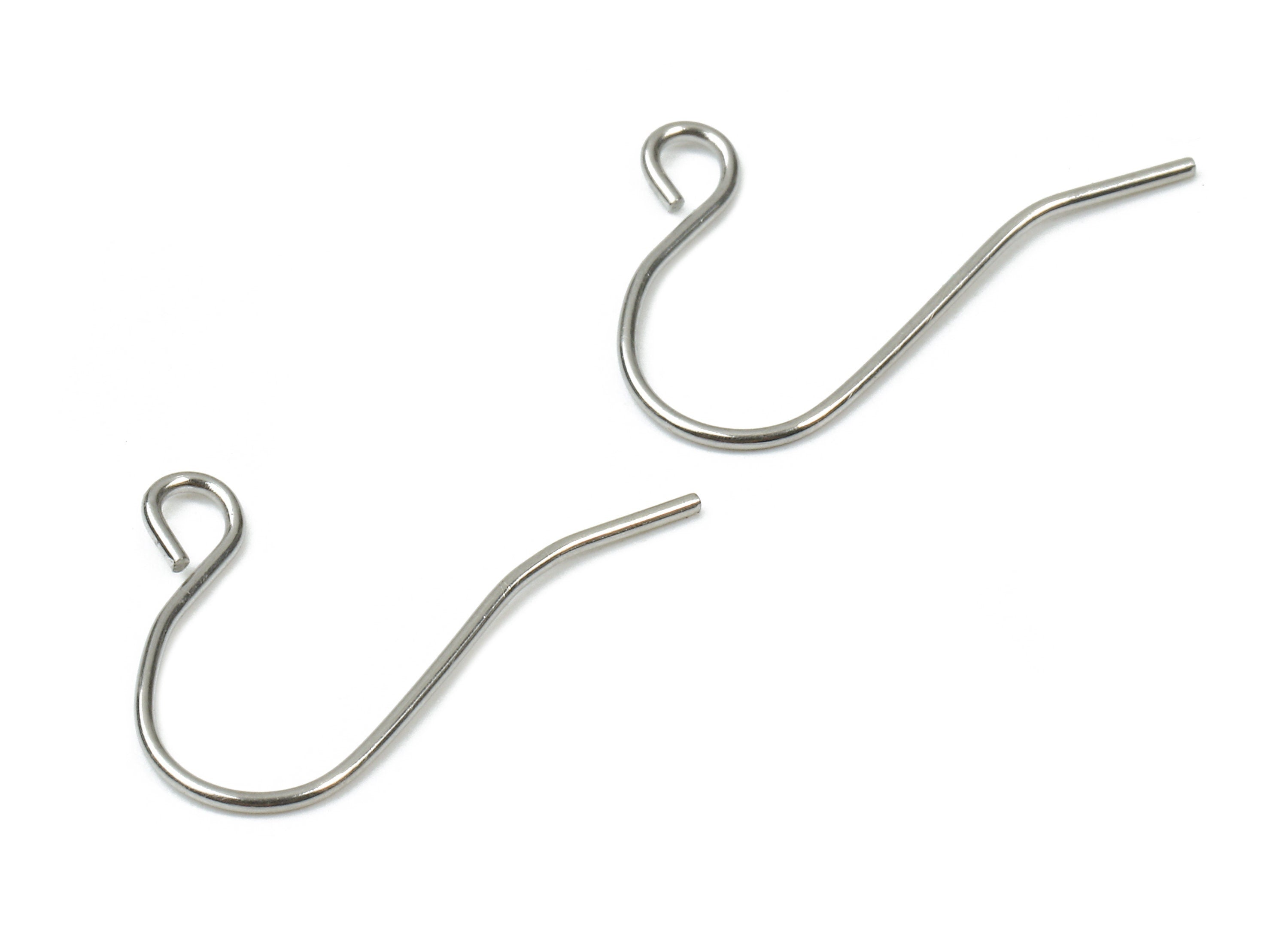 Brass Earring Hook - Brass Earring Wires - Silver Tone Plated - Earring Findings - Jewelry Supplies - 20.95x11.92x0.68mm - PP2828 - DOMEDBAZAAR