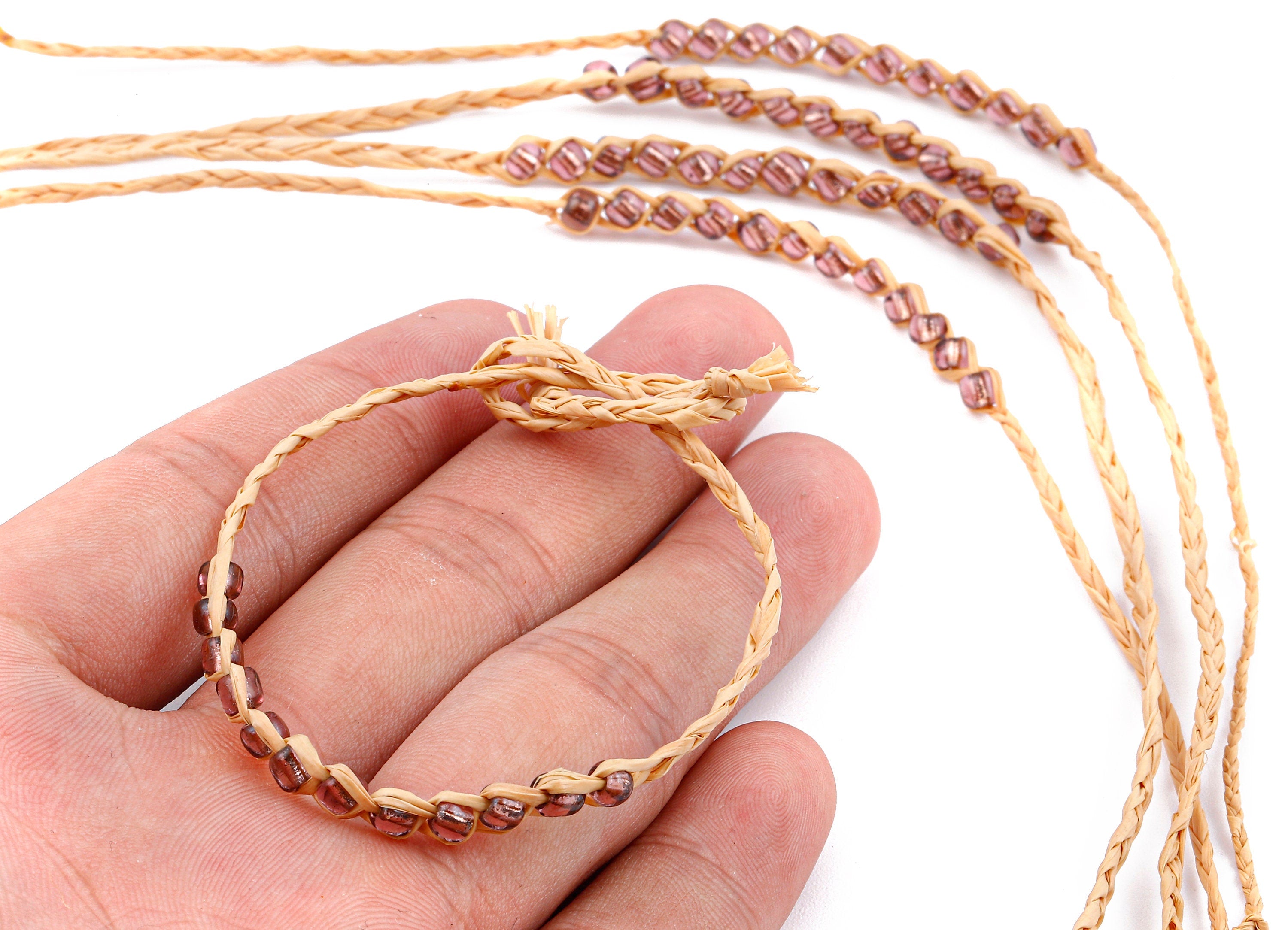 Lafite Grass Knotted Bracelet with Acrylic Beads - Lafite Grass Bracelet - Acrylic Beads Bracelet - Bracelet Jewelry - 264x4.29mm - LS1005 - DOMEDBAZAAR