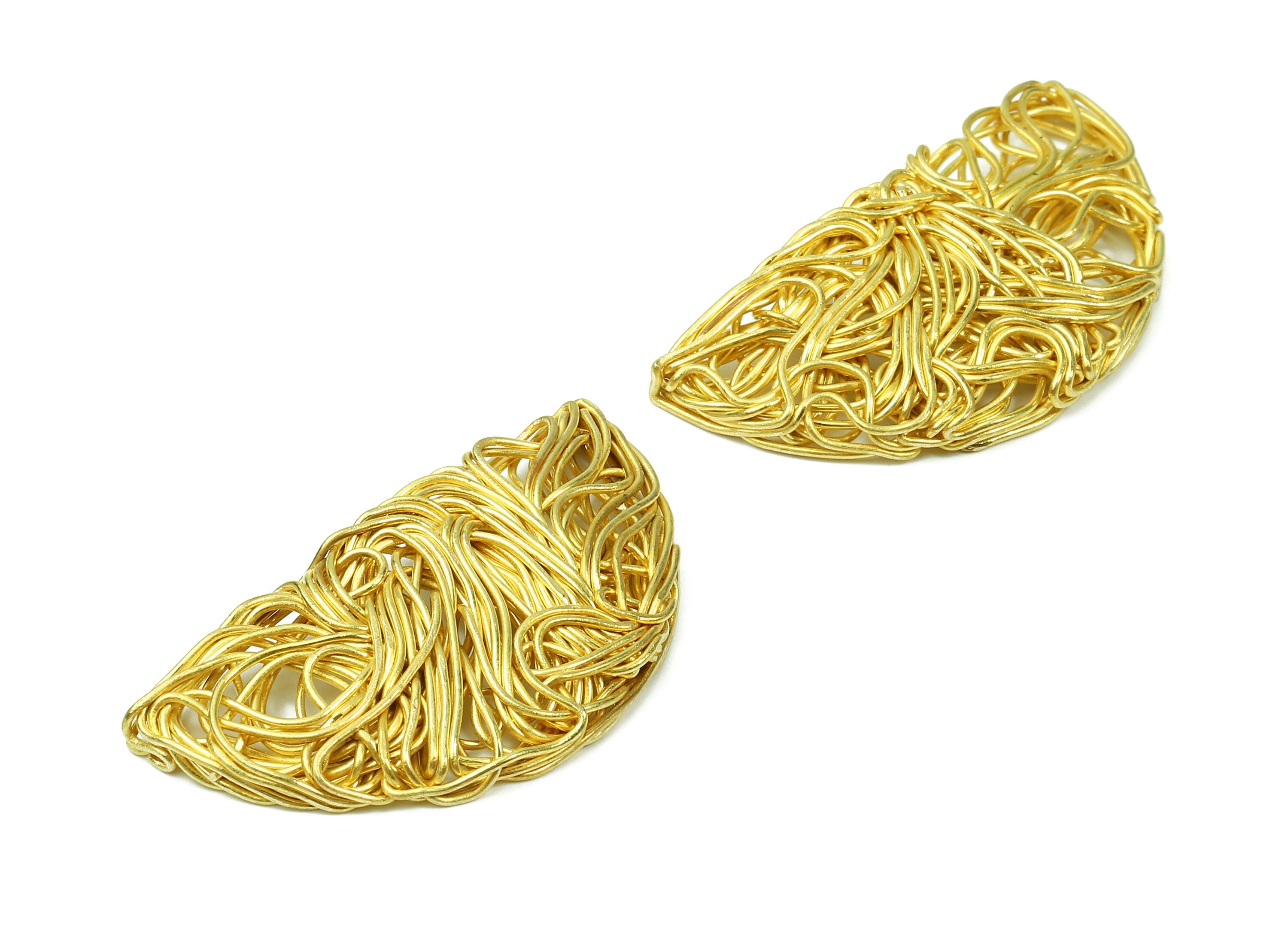 Brass Semicircle Charms - Brass Semicircle Hammered Earring Wires Pendant - Earring Findings - 46.43x23.92x4.05mm - PP2907 - DOMEDBAZAAR