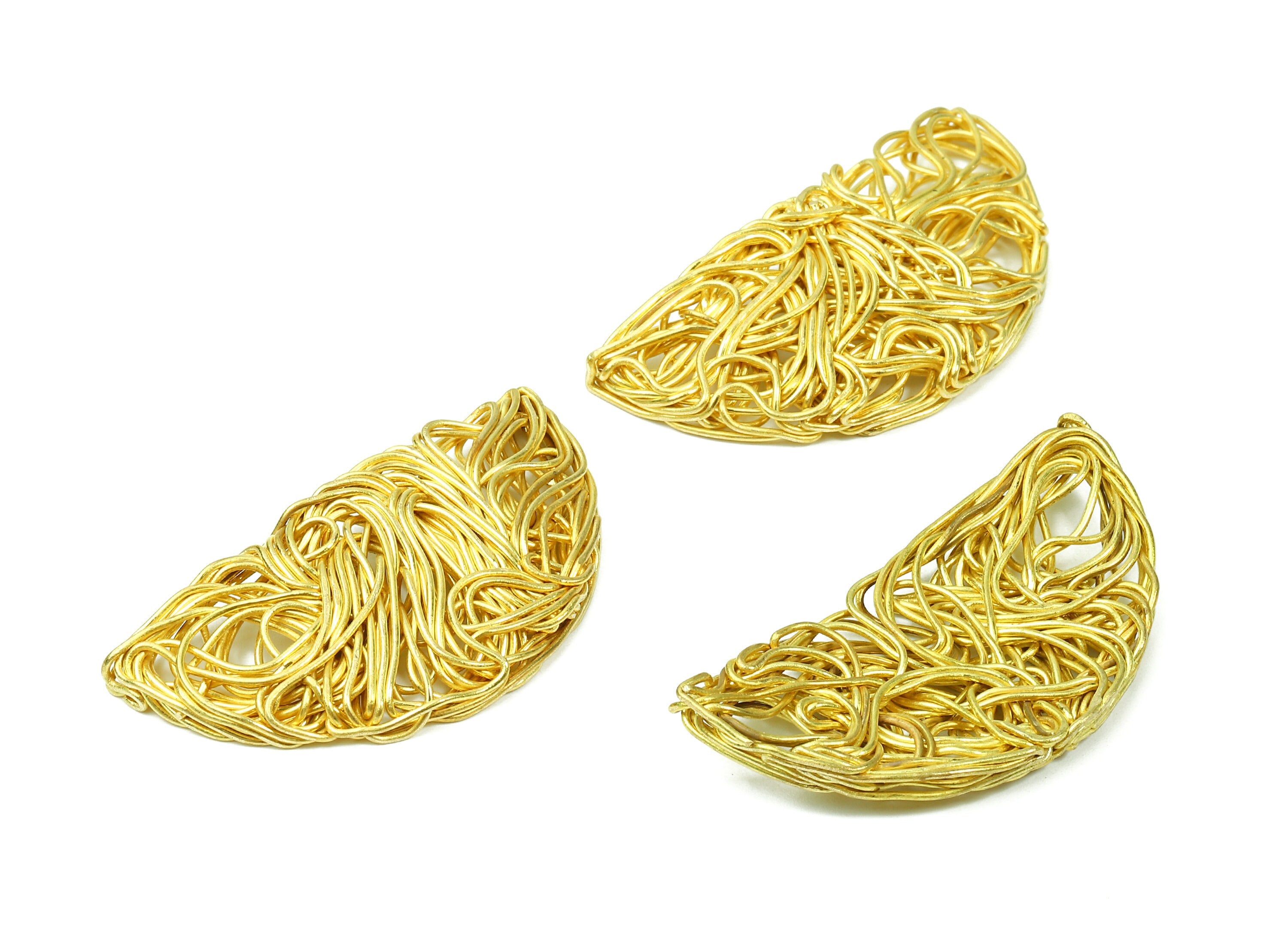 Brass Semicircle Charms - Brass Semicircle Hammered Earring Wires Pendant - Earring Findings - 46.43x23.92x4.05mm - PP2907 - DOMEDBAZAAR