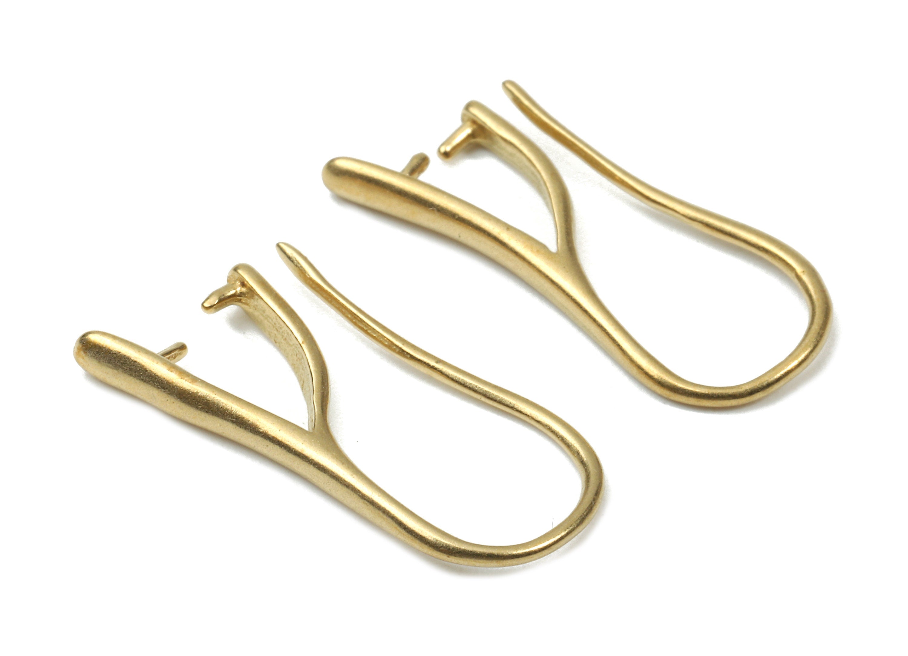 Brass Earring Hooks - Raw Brass Earring Wires - Brass Ear Hooks Findings - Jewelry Supplies - 19.31x8.96x1.3mm - PP2887 - DOMEDBAZAAR