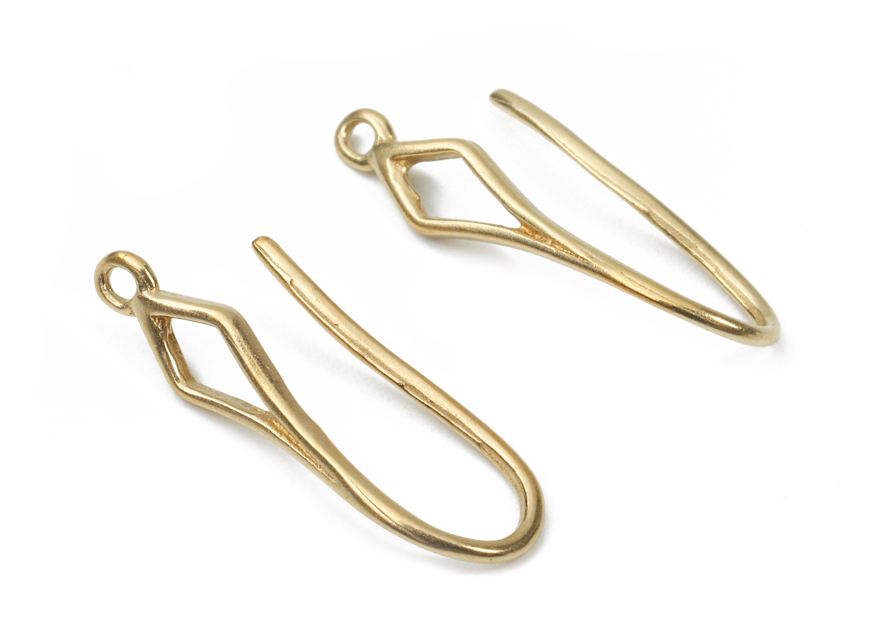 Brass Earring Hooks - Raw Brass Earring Wires - Brass Ear Hooks Findings - Diamond Ear Wires - Jewelry Supplies - 19.66x6.7x1.18mm - PP2894 - DOMEDBAZAAR