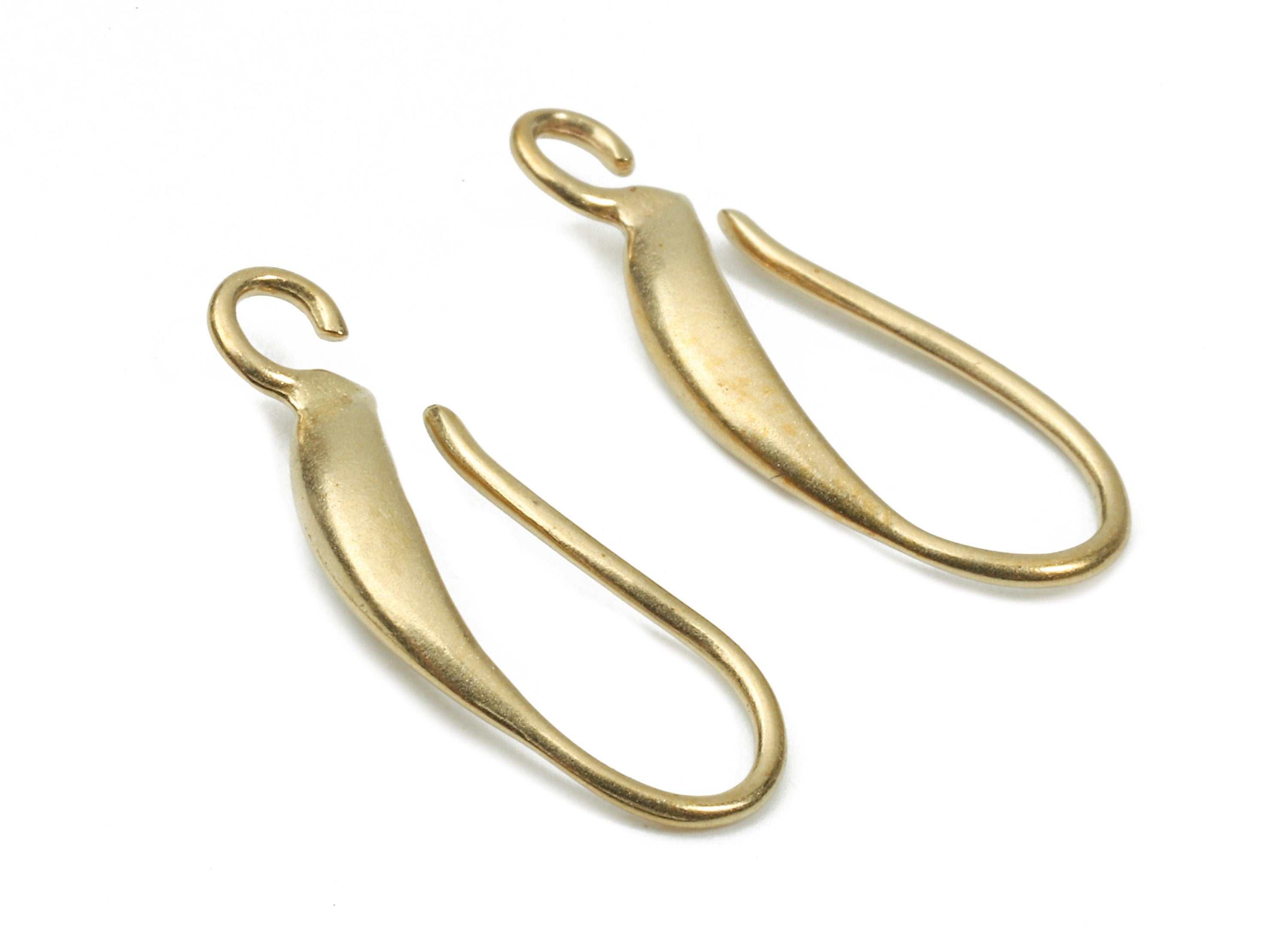 Brass Earring Hooks - Raw Brass Earring Wires - Brass Ear Hooks Findings - Jewelry Supplies - 18.09x8x2.27mm - PP2896 - DOMEDBAZAAR