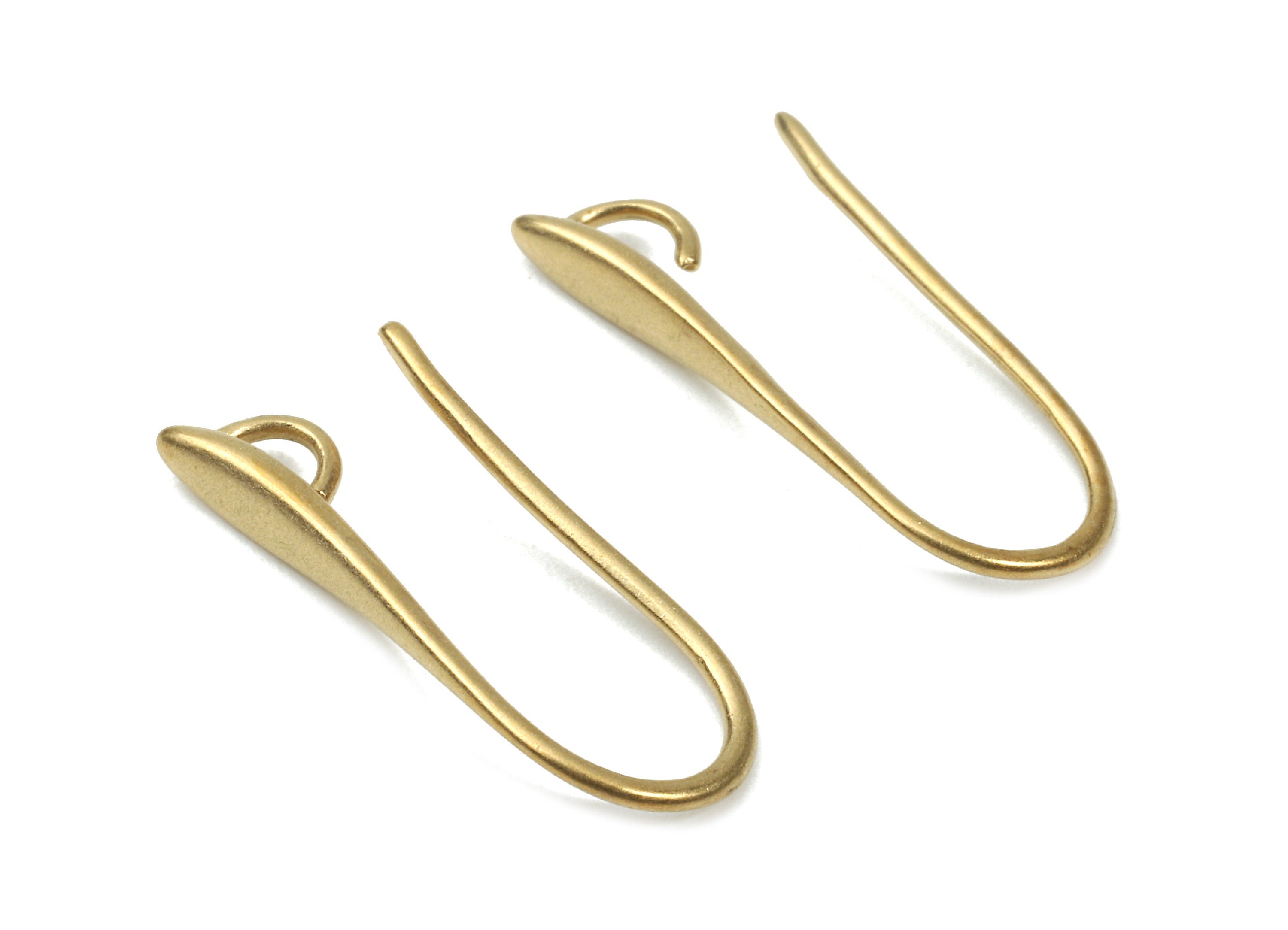Brass Earring Hooks - Raw Brass Earring Wires - Brass Ear Hooks Findings - Jewelry Supplies - 20.44x8.87x1.5mm - PP2891 - DOMEDBAZAAR