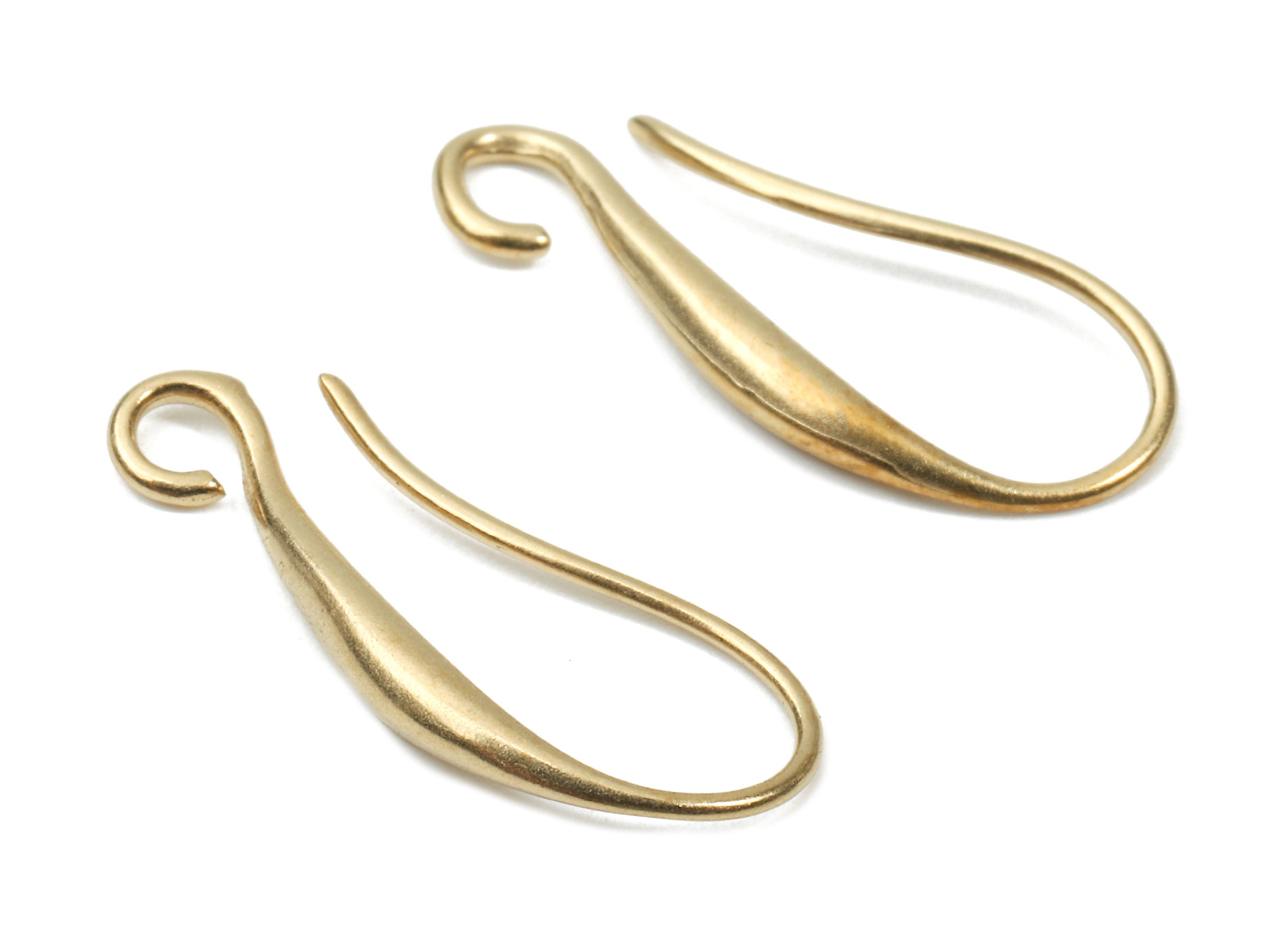 Brass Earring Hooks - Raw Brass Earring Wires - Brass Ear Hooks Findings - Jewelry Supplies - 20.37x8.78x1.96mm - PP2885 - DOMEDBAZAAR