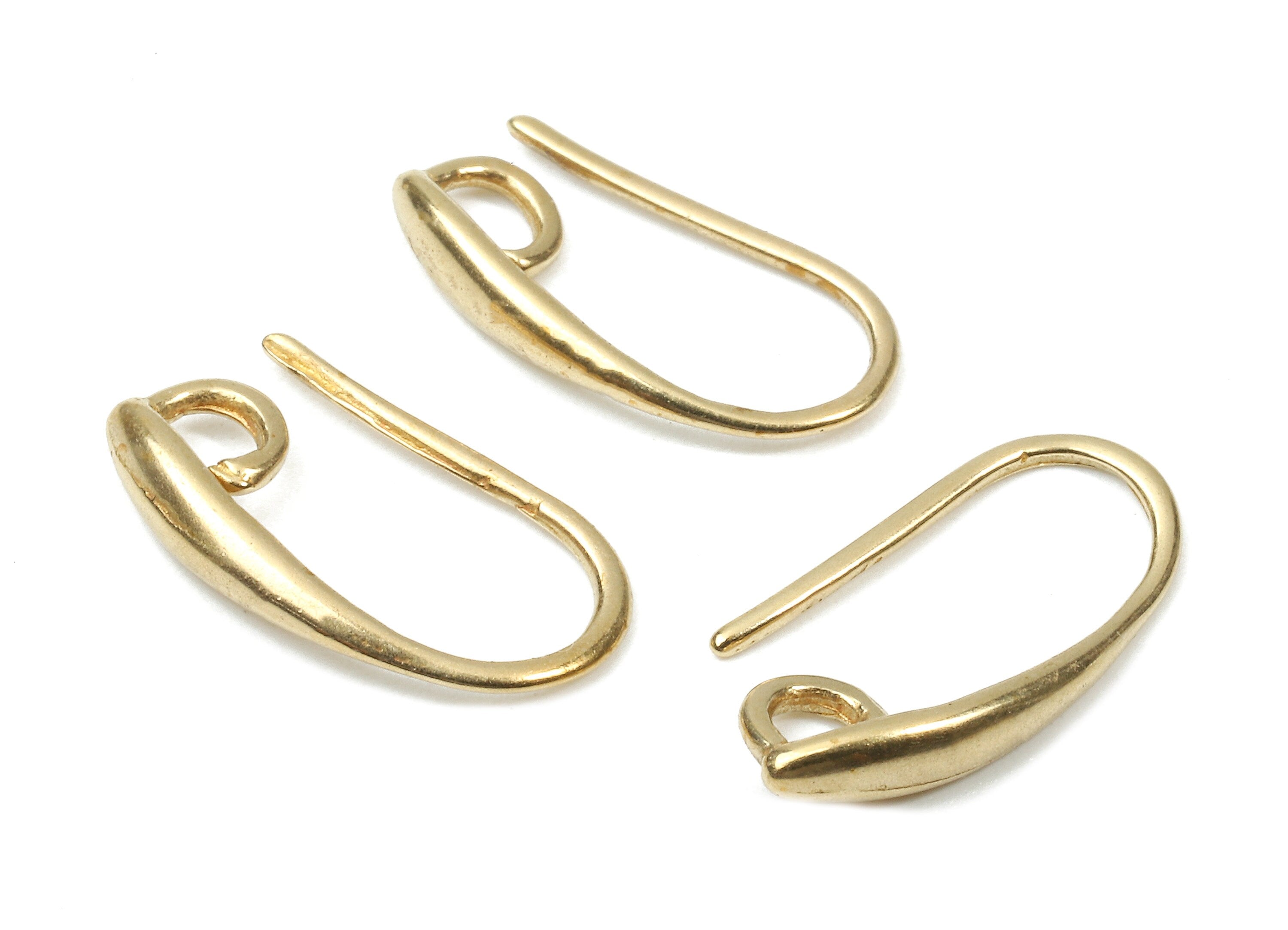 Brass Earring Hooks - Raw Brass Earring Wires - Brass Ear Hooks Findings - Jewelry Supplies - 15.41x8.48x1.47mm - PP2890 - DOMEDBAZAAR