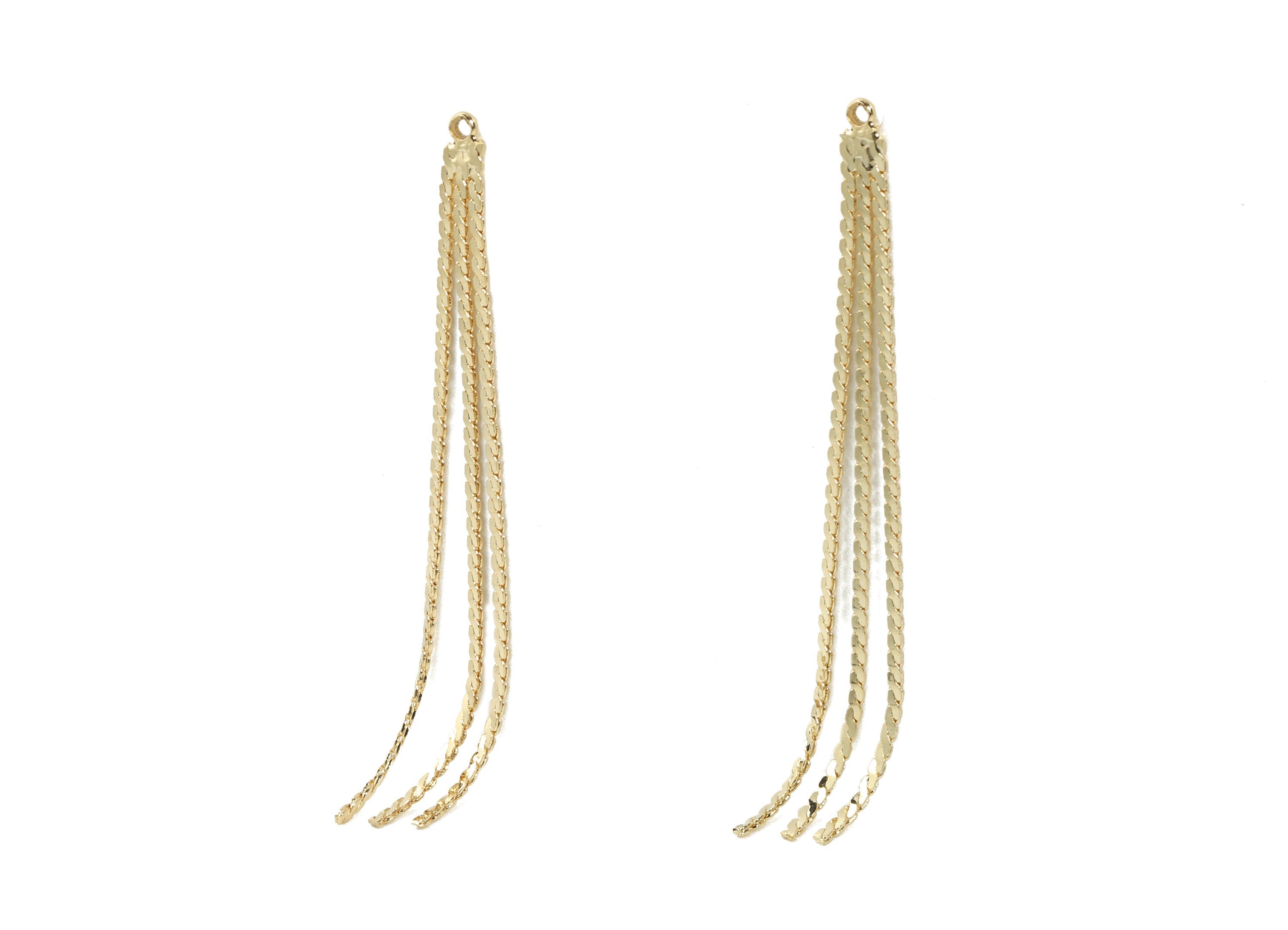 Brass Serpentine Chains Earring Charms - Brass Serpentine Chains Pendant - 18k Real Gold Plating Brass - 62x3.66x1.4mm - RGP2302 - DOMEDBAZAAR