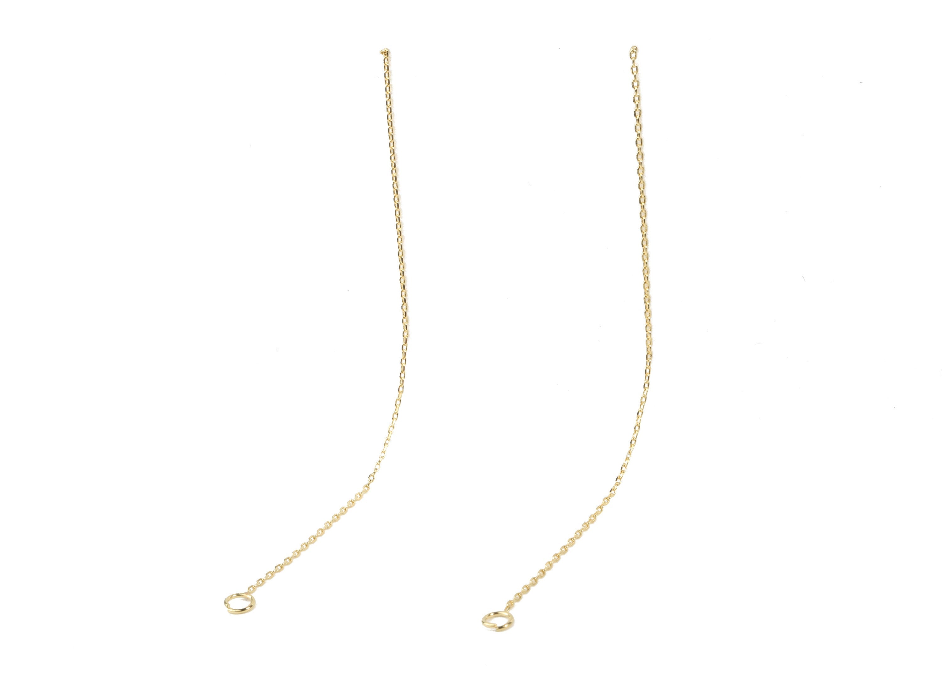 Brass Cable Chain Earring Stud - Brass Cable Chain Earring Post with Loop - 18k Real Gold Plating Brass - 152x3.66x0.78mm - RGP2301 - DOMEDBAZAAR