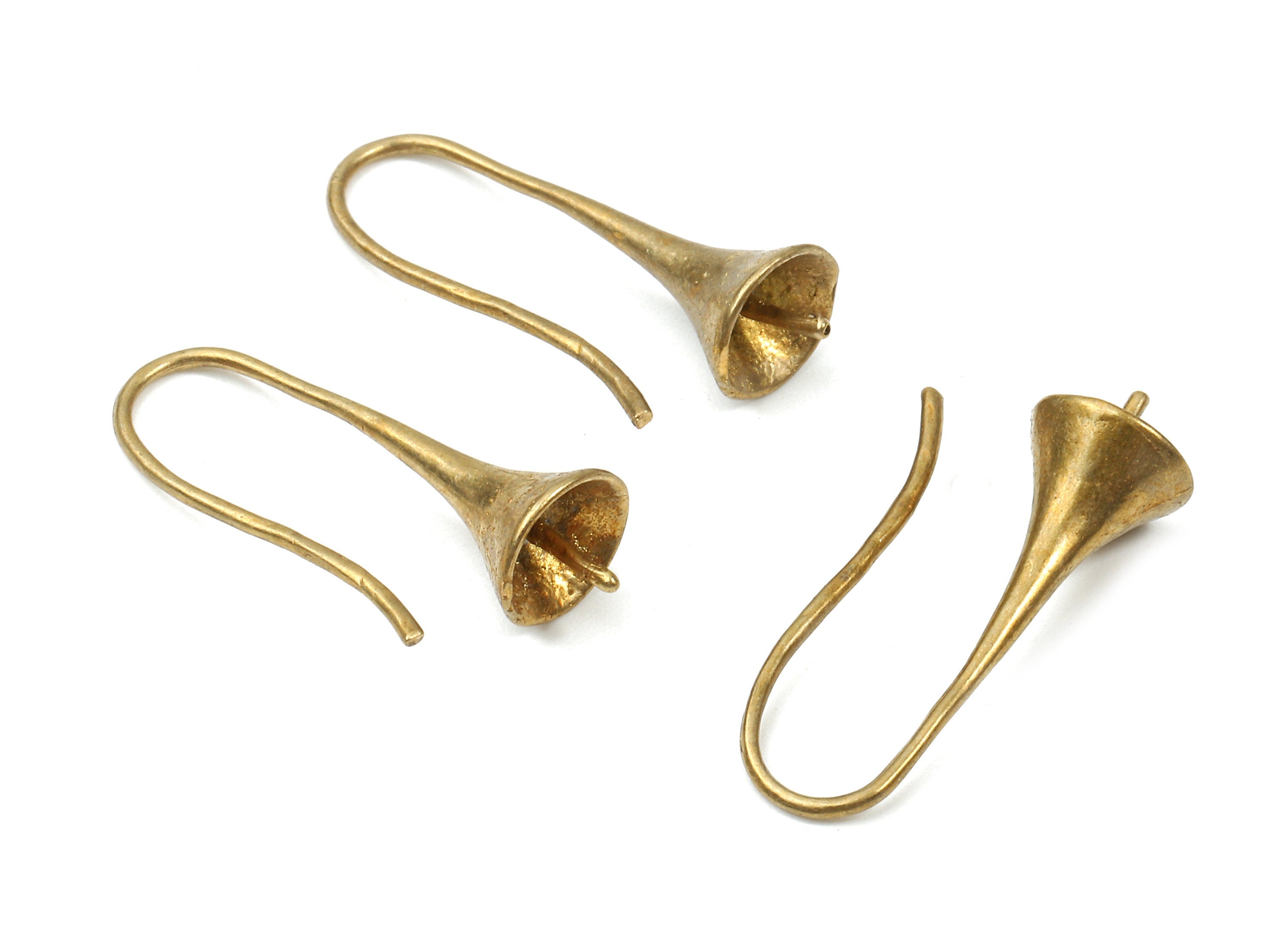 Brass Earring Hooks - Raw Brass Earring Wires - Brass Ear Hooks Findings - Jewelry Supplies - 20.75x8.27x2.06mm - PP2888 - DOMEDBAZAAR