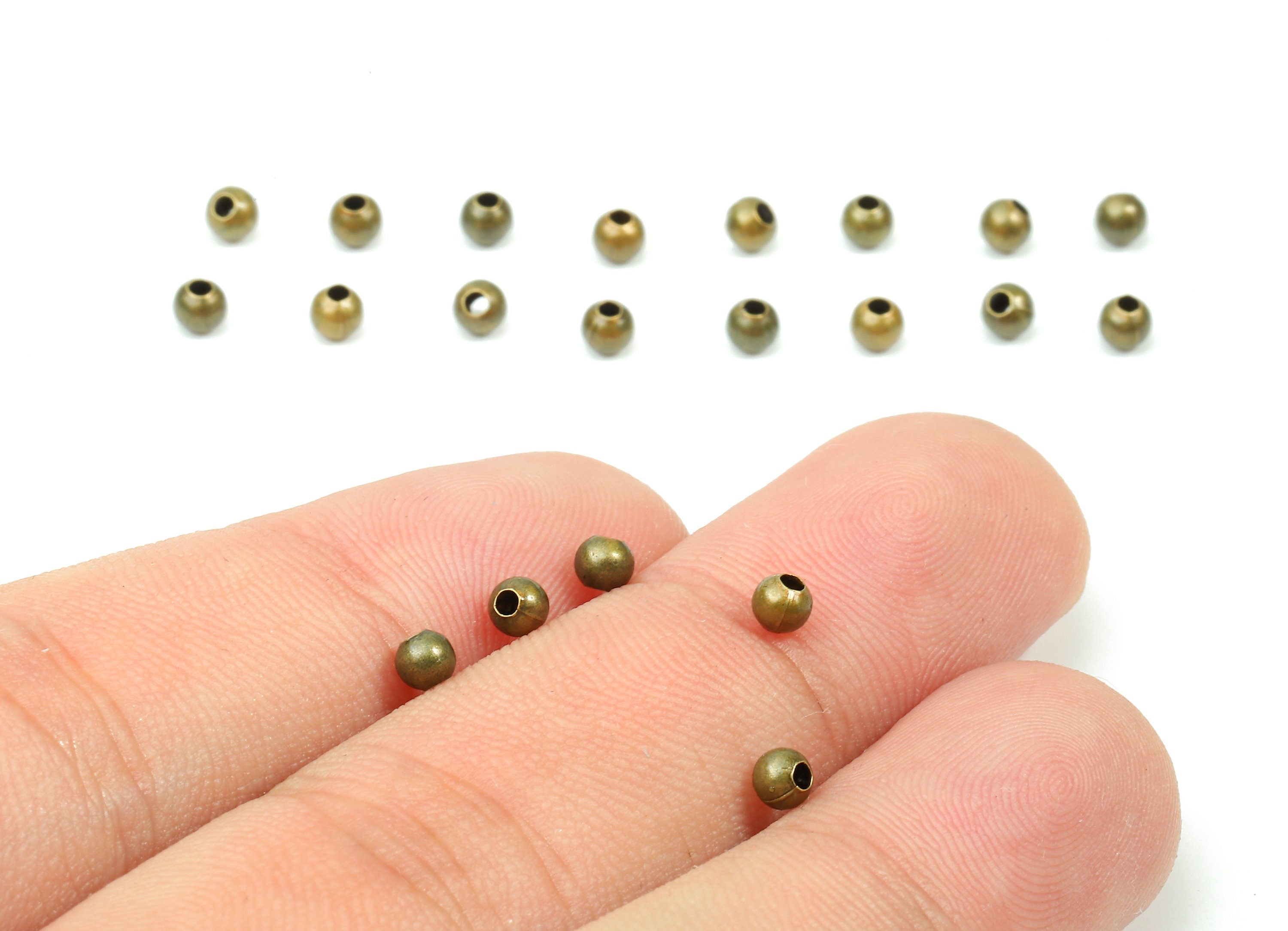 Brass Spacer Ball Beads 3.2 - Antique Bronze Spacer Ball Beads - Necklace Beads - Earring Finding - Jewelry Supplies - 3.18x2.9mm - PP2813B - DOMEDBAZAAR