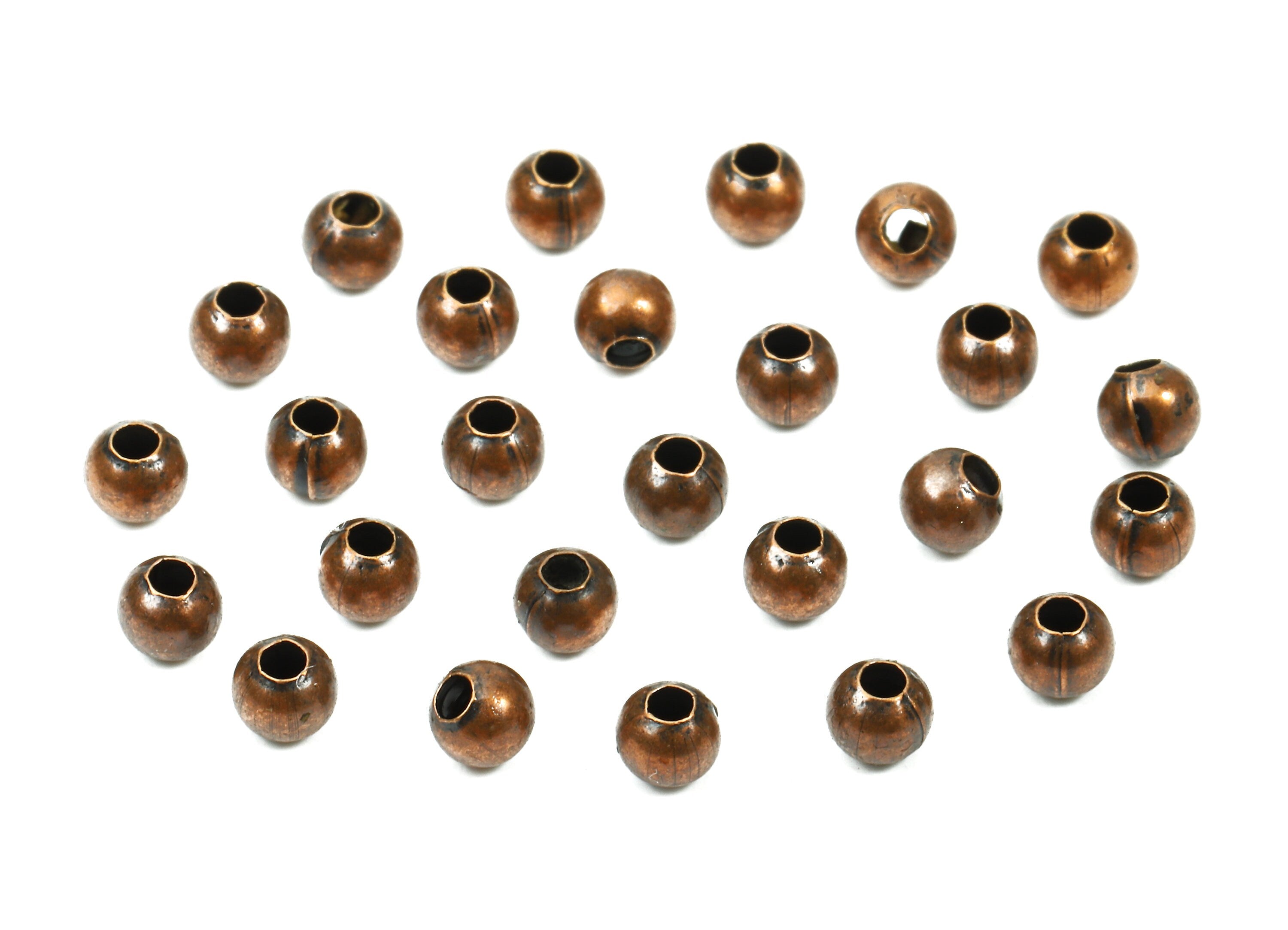 Brass Spacer Ball Beads 3.2 - Antique Copper Spacer Ball Beads - Necklace Beads - Earring Finding - Jewelry Supplies - 3.18x2.9mm - PP2813C - DOMEDBAZAAR