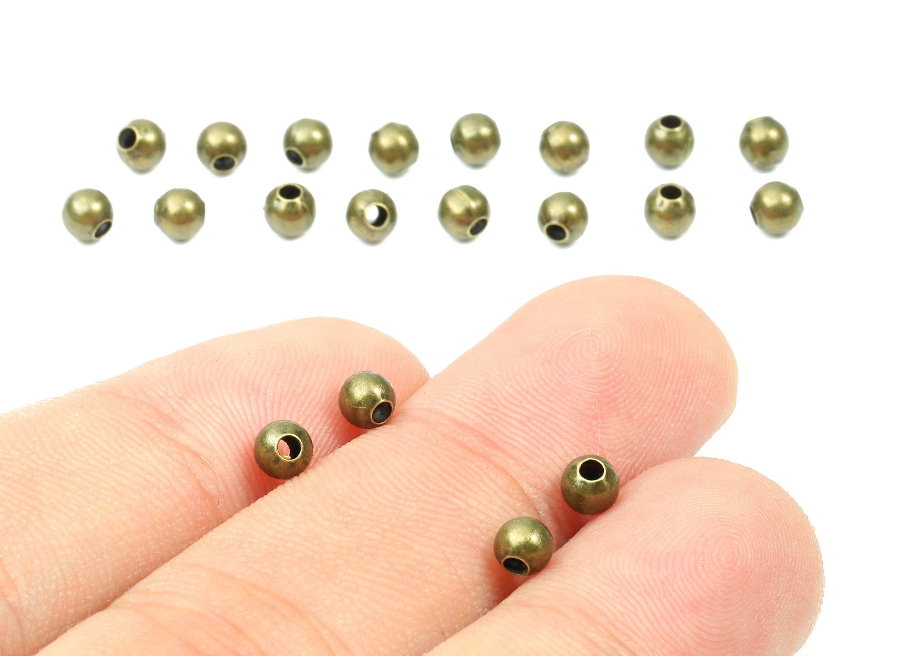 Brass Spacer Ball Beads 4.0 - Antique Bronze Spacer Ball Beads - Necklace Beads - Earring Finding - Jewelry Supplies - 3.89x3.7mm - PP2814B - DOMEDBAZAAR
