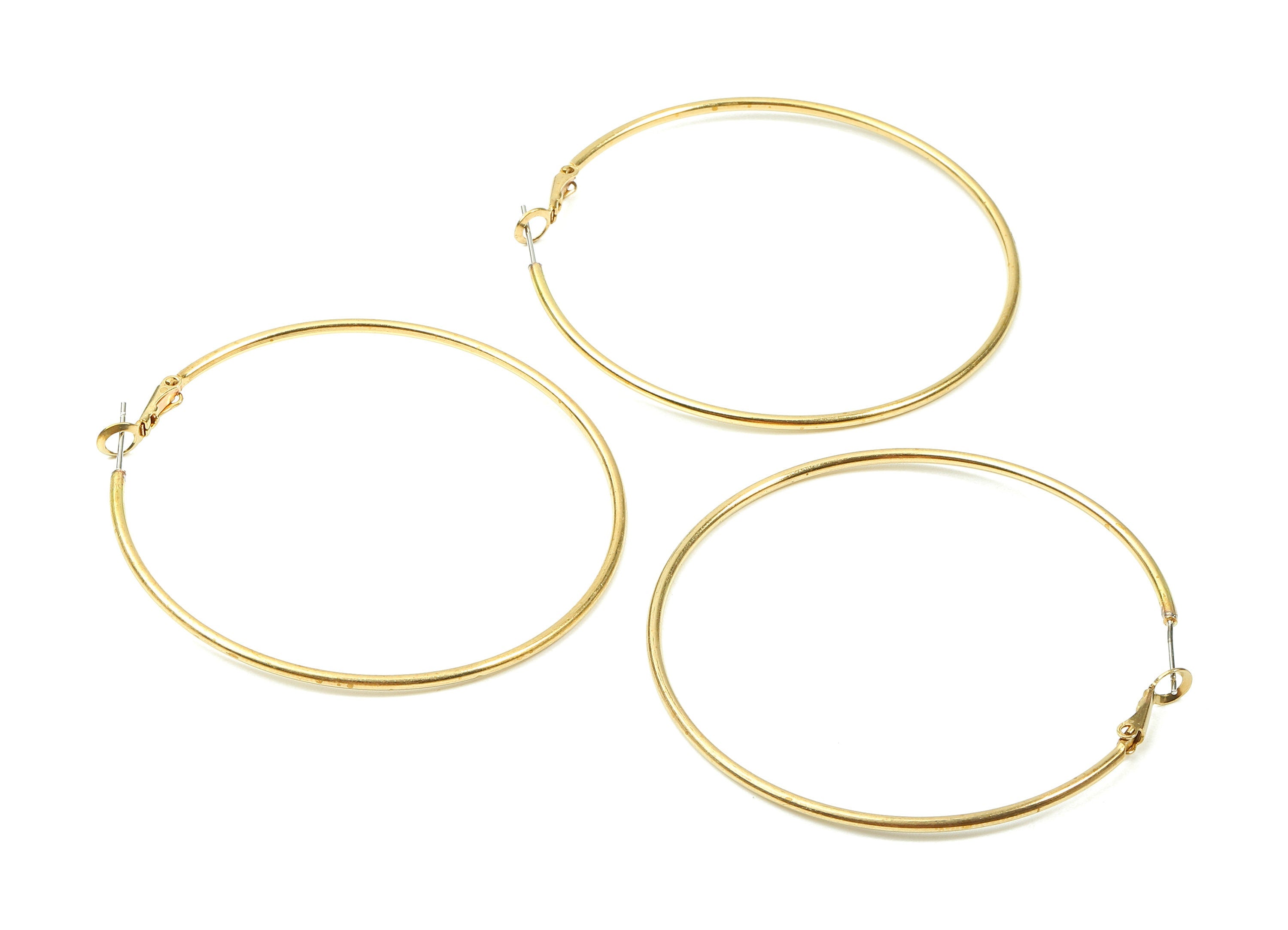Brass Earrings Hoop - Raw Brass Earring Clasp - Brass Earring Circle Clasp Findings - Jewelry Supplies - 60.95x59.88x1.8mm - PP2873 - DOMEDBAZAAR