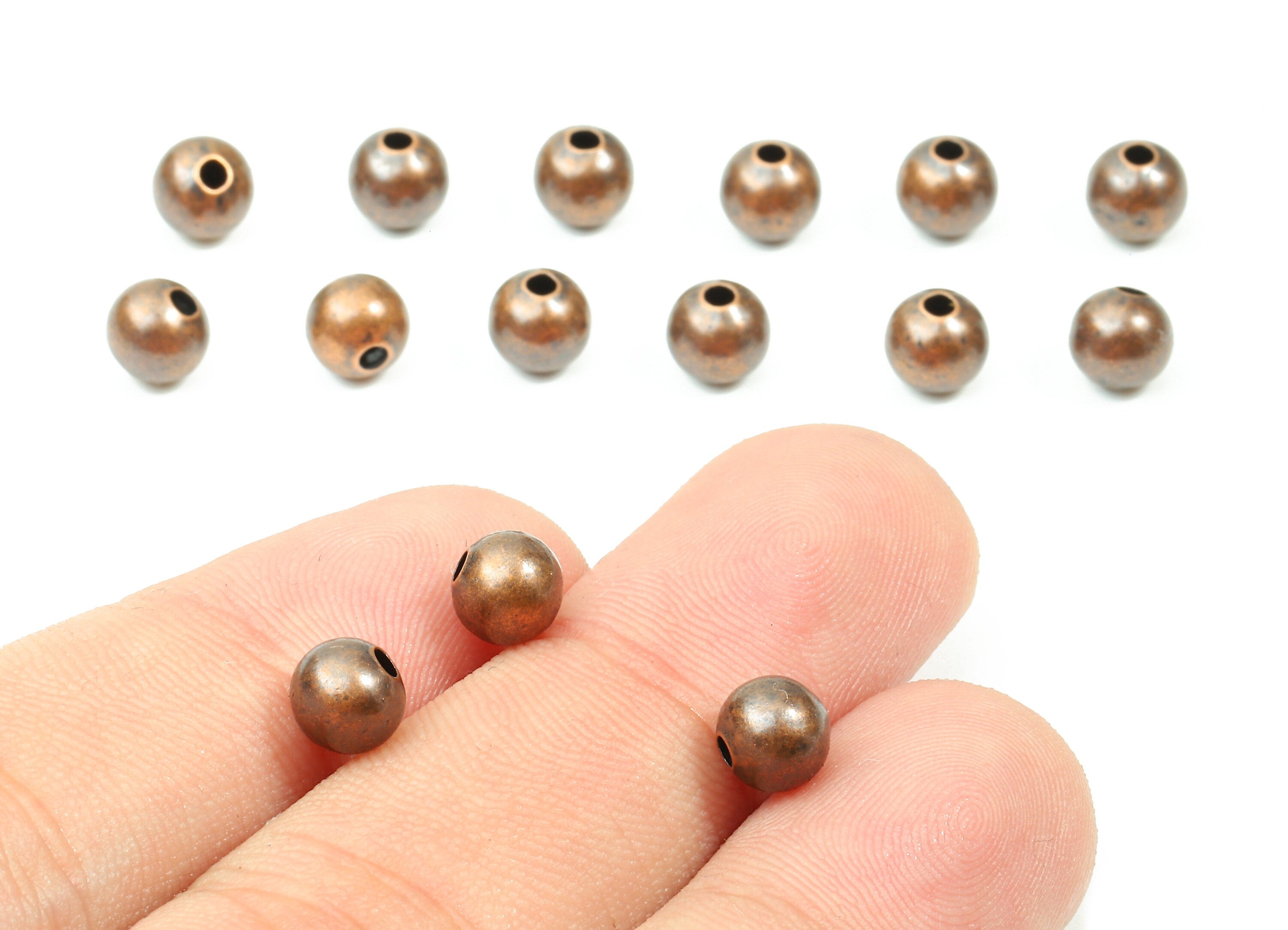 Brass Spacer Ball Beads 7.0 - Antique Copper Spacer Ball Beads - Necklace Beads - Earring Finding - Jewelry Supplies - 7.08x6.77mm - PP2817C - DOMEDBAZAAR