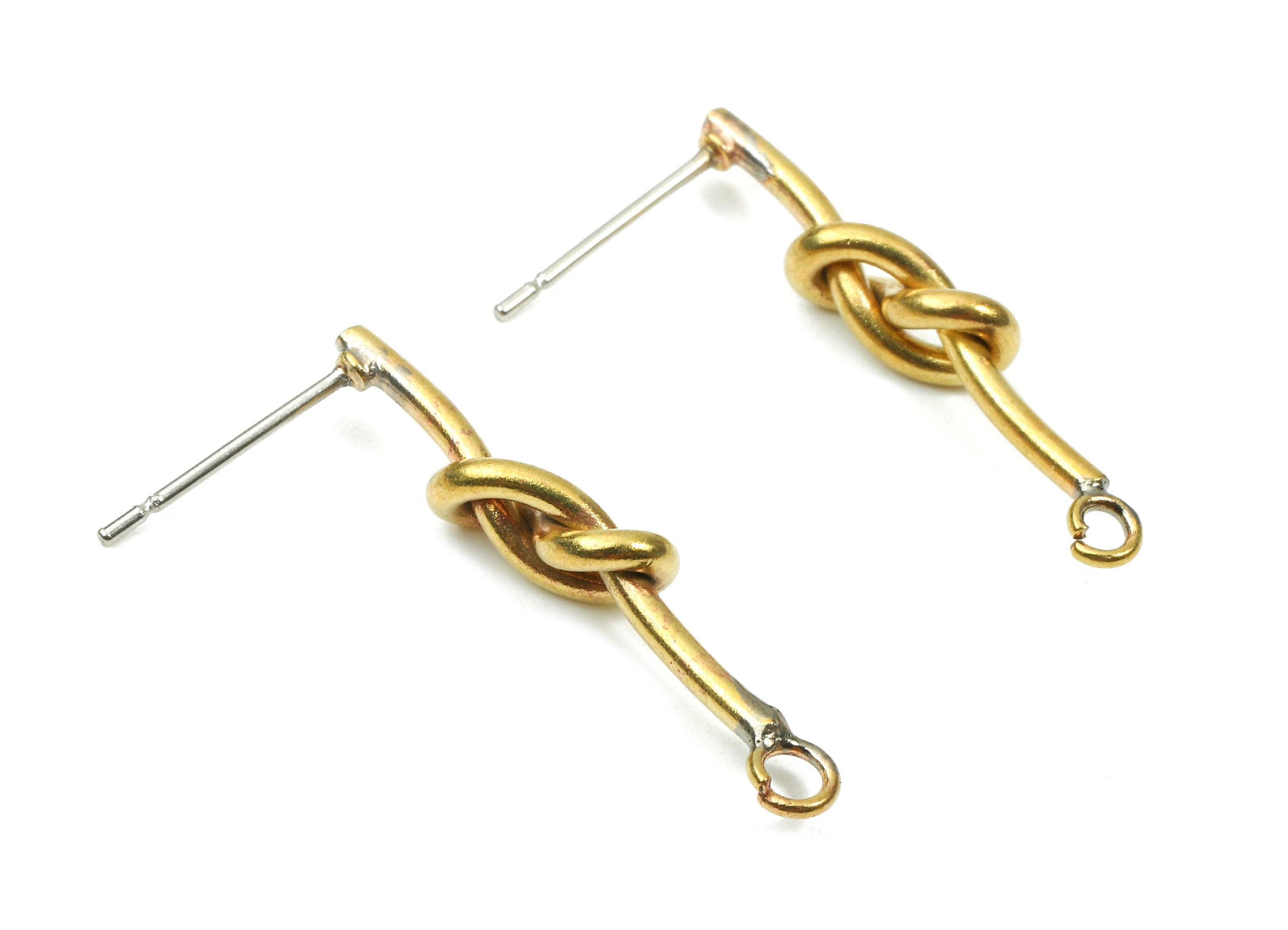 Brass Knot Earring Post - Raw Brass Knot Earring Stud - Earring Findings - Jewelry Supplies - 26.29x4.89x3.07mm - PP2878 - DOMEDBAZAAR