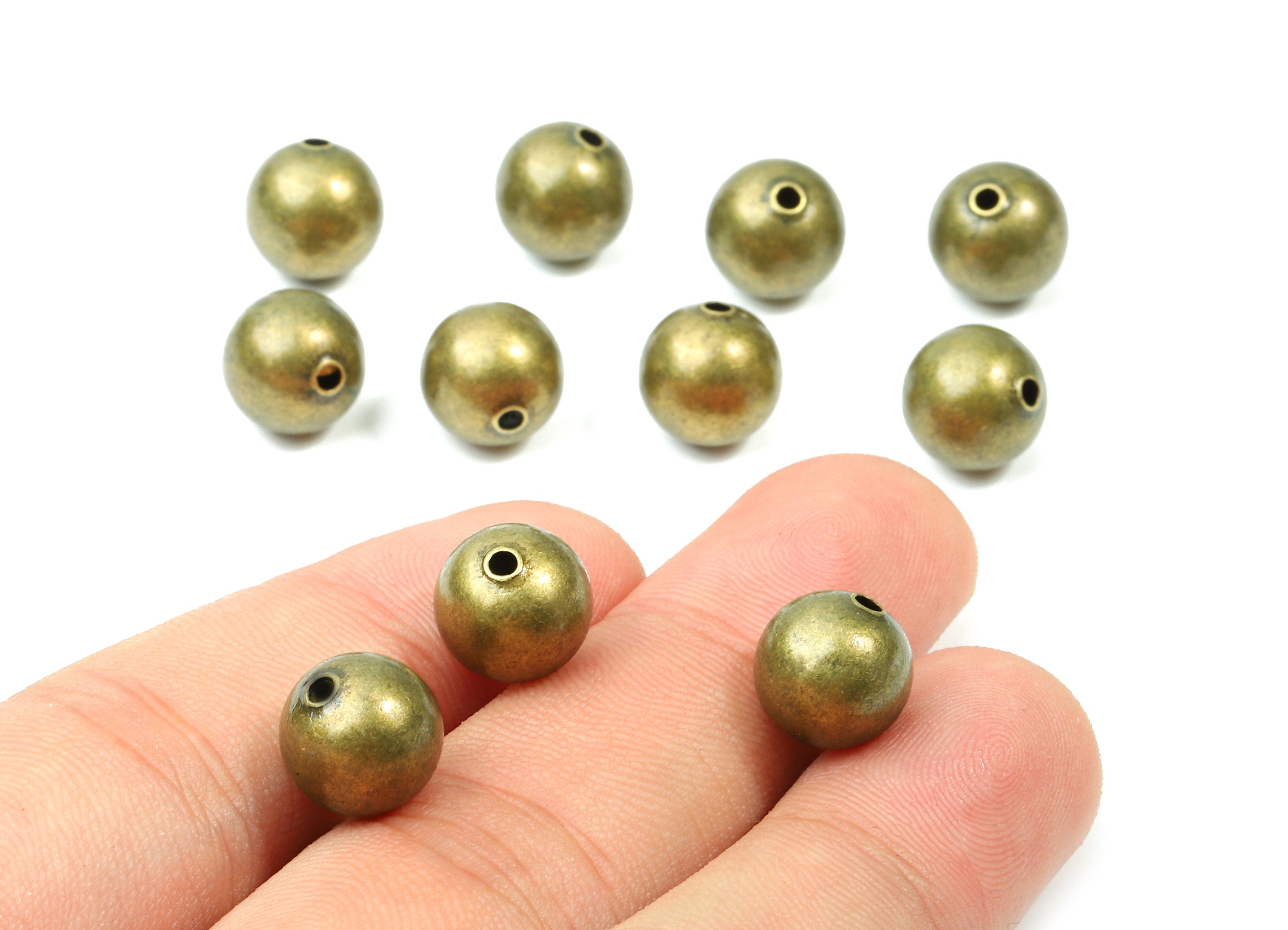 Brass Spacer Ball Beads 10 - Antique Bronze Spacer Ball Beads - Necklace Beads - Earring Finding - Jewelry Supplies - 10.08x9.94mm - PP2819B - DOMEDBAZAAR