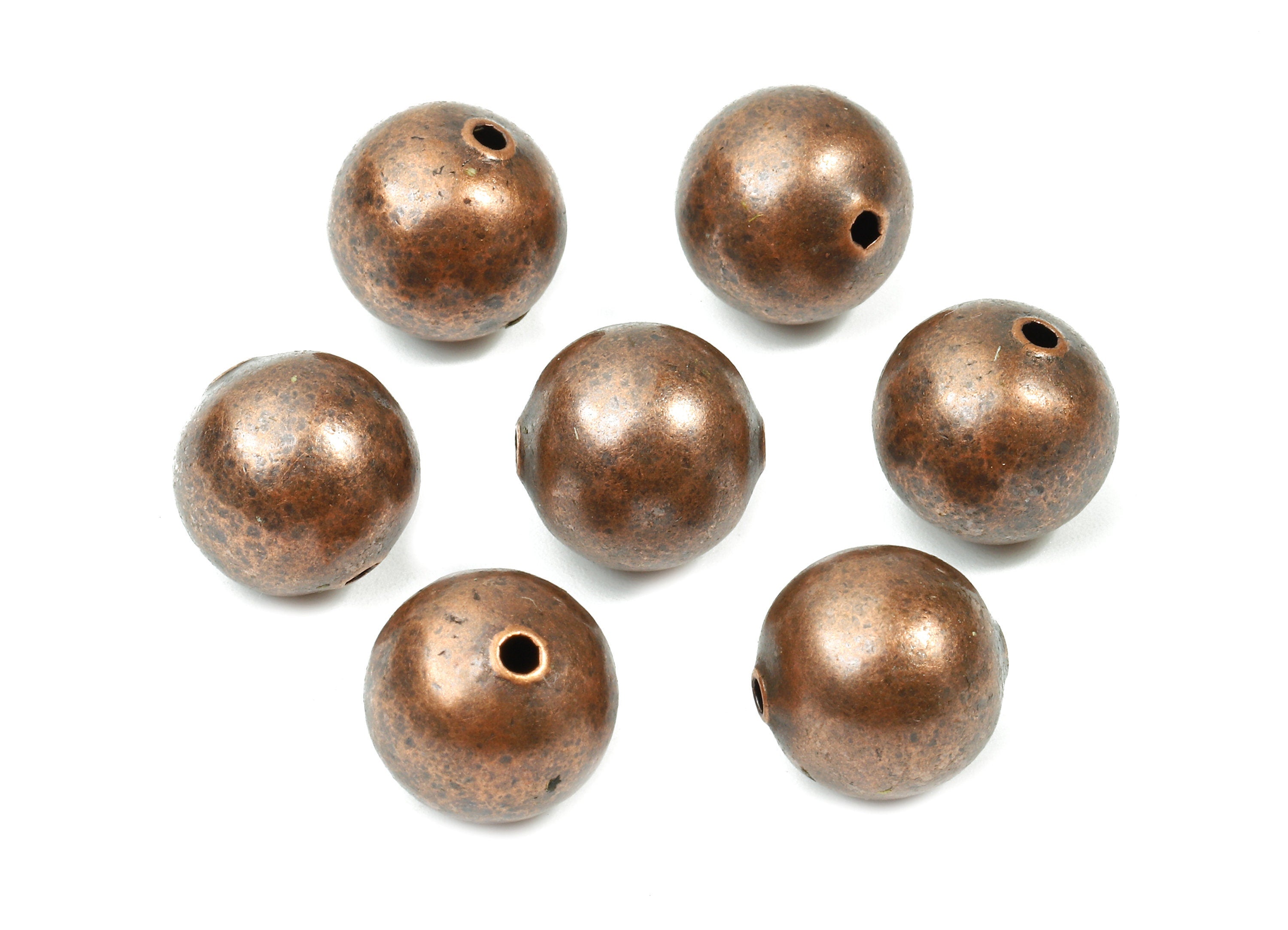 Brass Spacer Ball Beads 12 - Antique Copper Spacer Ball Beads - Necklace Beads - Earring Finding - Jewelry Supplies - 11.61x12.2mm - PP2820C - DOMEDBAZAAR