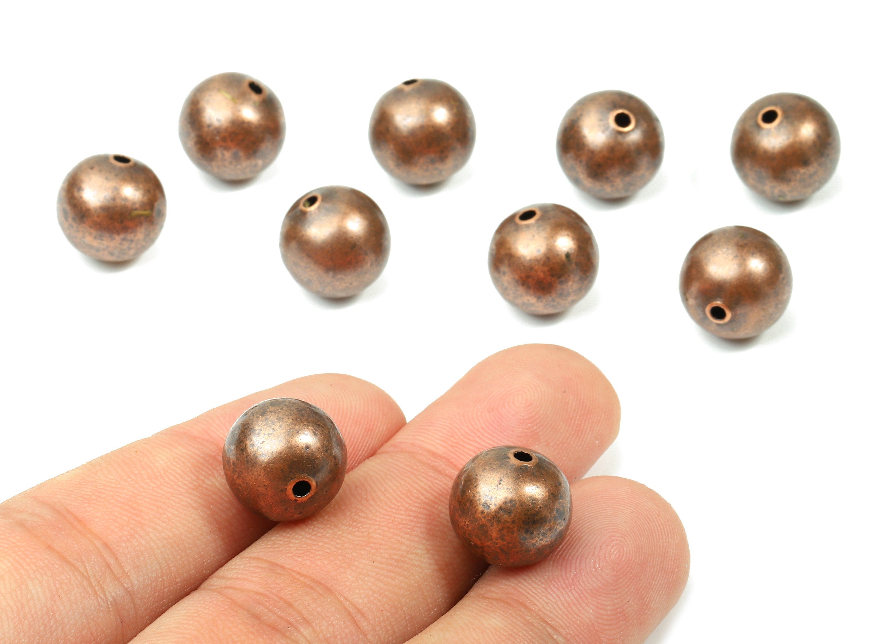 Brass Spacer Ball Beads 12 - Antique Copper Spacer Ball Beads - Necklace Beads - Earring Finding - Jewelry Supplies - 11.61x12.2mm - PP2820C - DOMEDBAZAAR