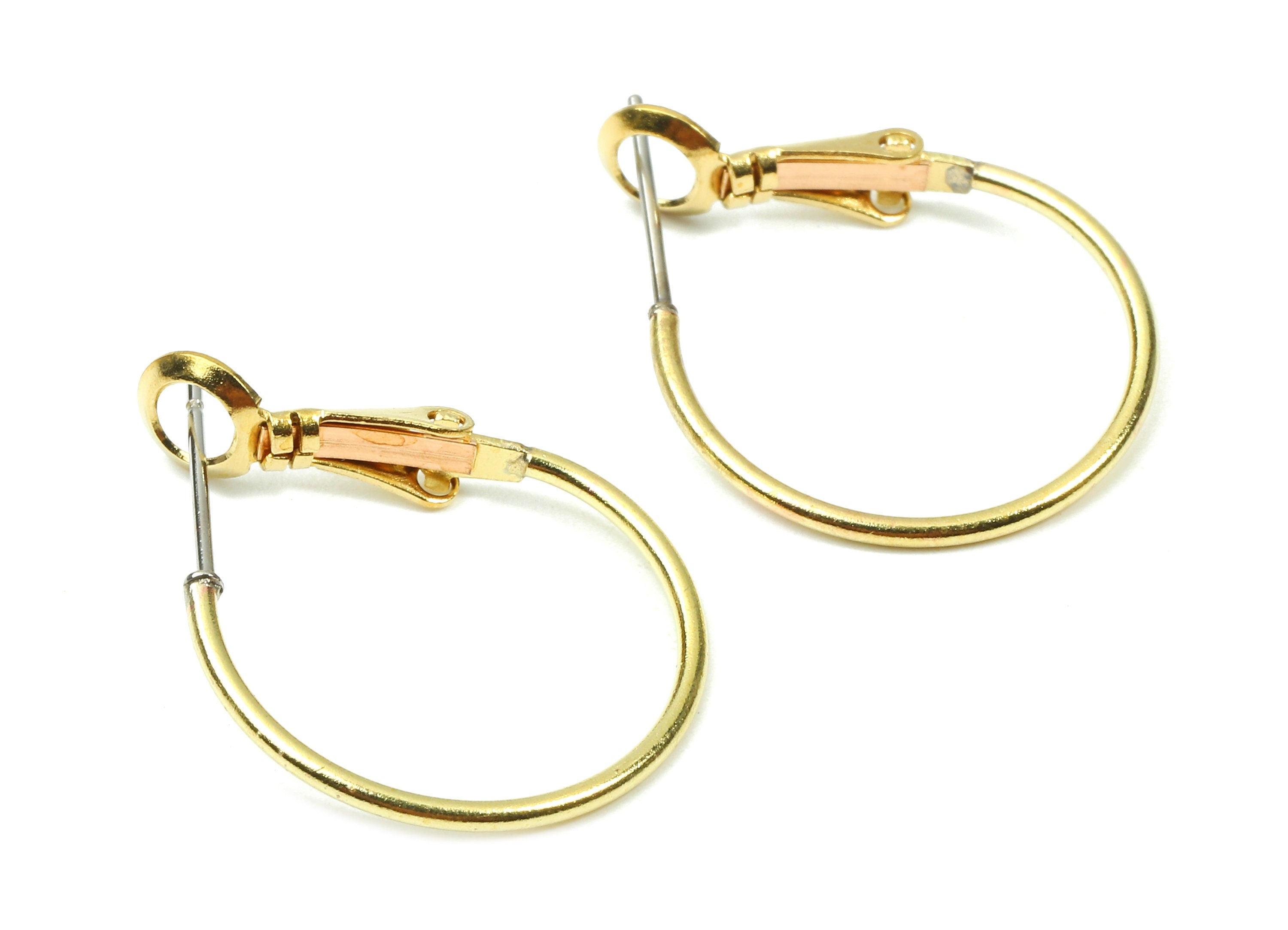 Brass Earrings Hoop - Raw Brass Earring Clasp - Brass Earring Circle Clasp Findings - Jewelry Supplies - 25.92x20.28x1.37mm - PP2861 - DOMEDBAZAAR
