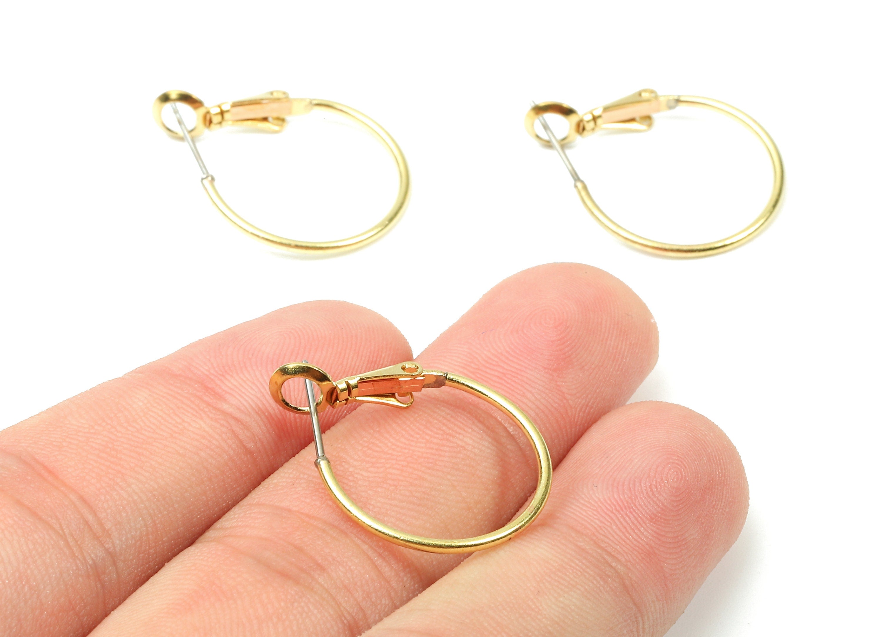 Brass Earrings Hoop - Raw Brass Earring Clasp - Brass Earring Circle Clasp Findings - Jewelry Supplies - 25.92x20.28x1.37mm - PP2861 - DOMEDBAZAAR