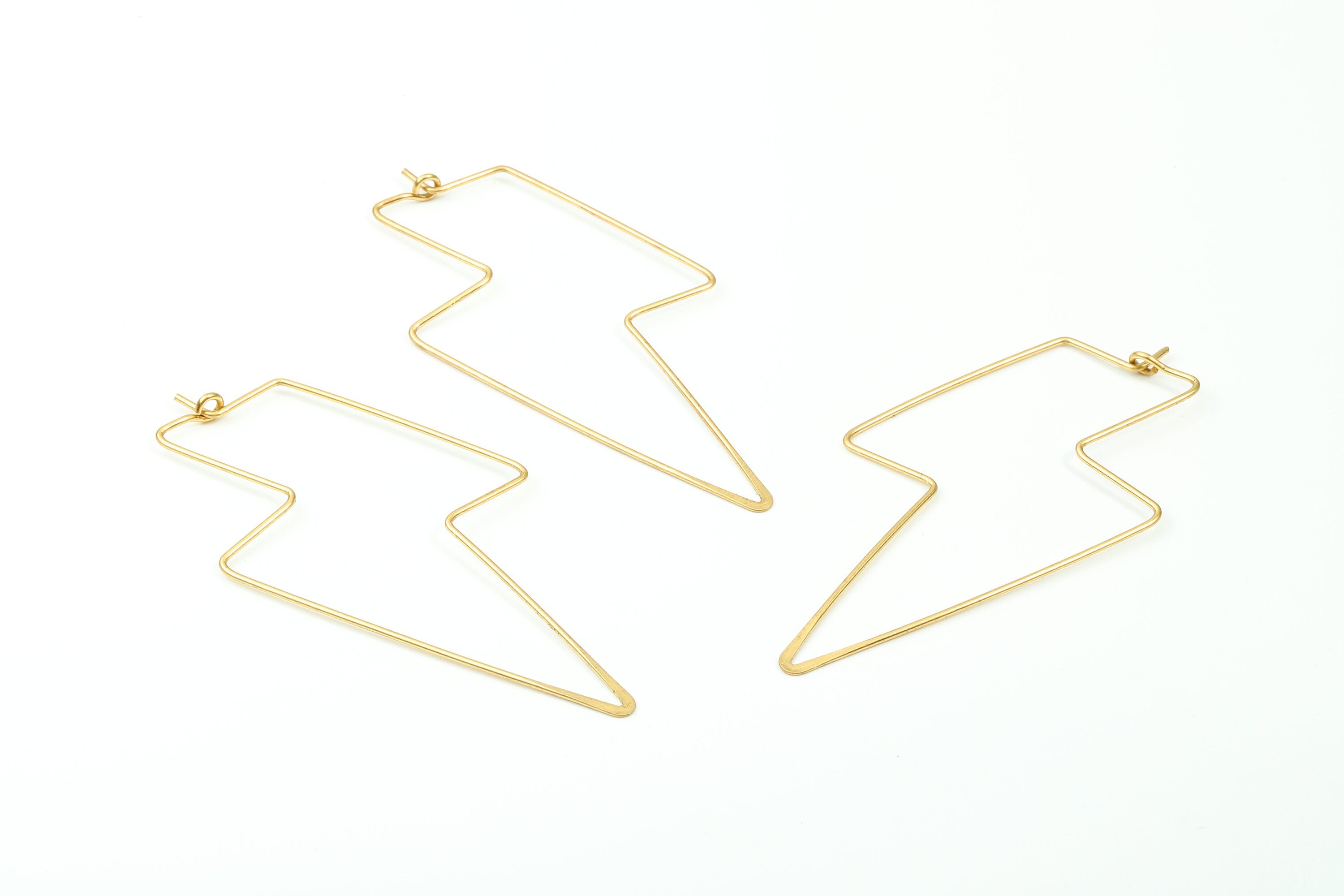 Brass Thunder Earring Wire - Raw Brass Thunder Earring Wires - Brass Earring Findings - Jewelry Supplies - 61.67x38.66x0.76mm - PP2882 - DOMEDBAZAAR