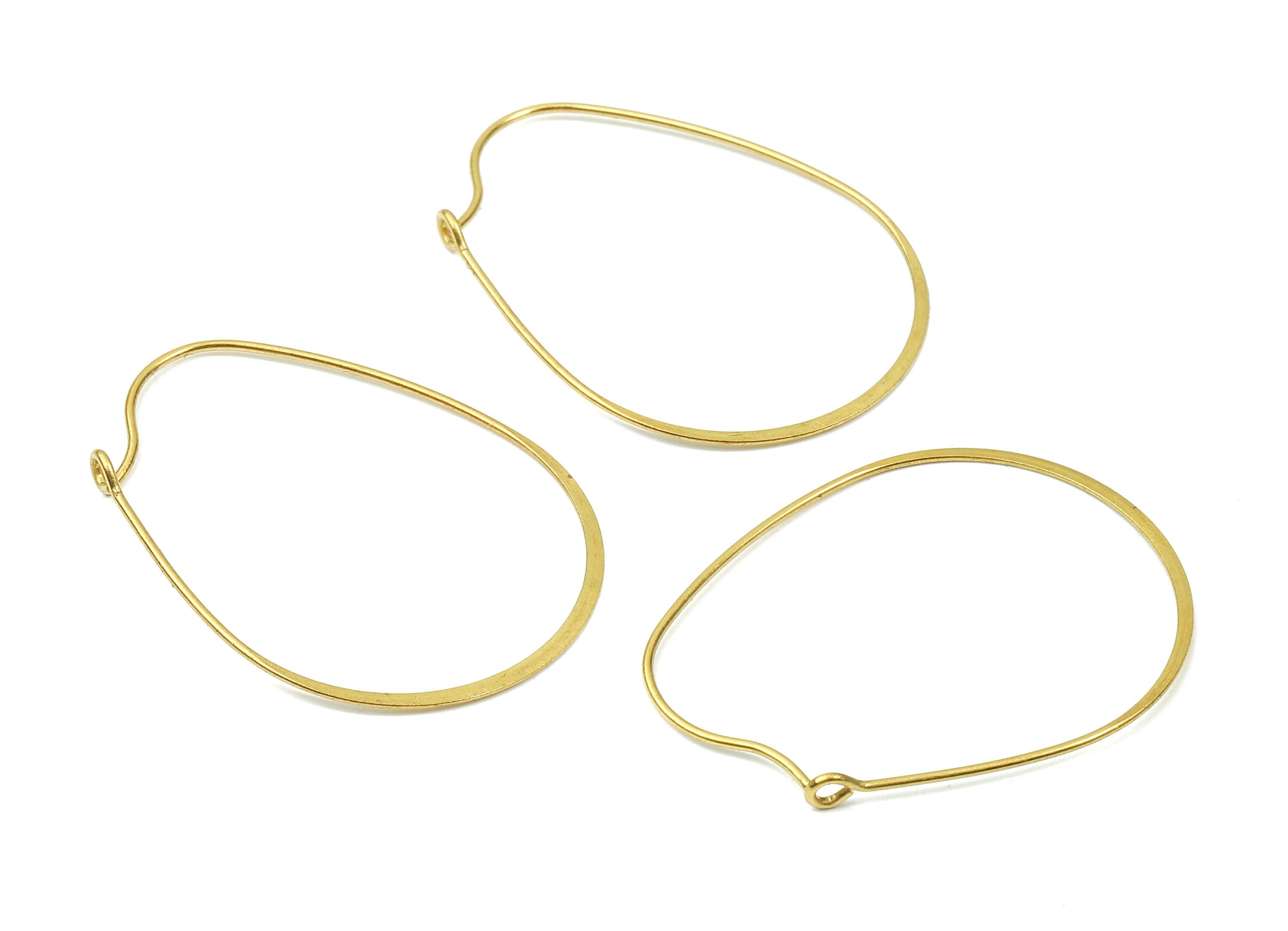 Brass Hammered Earring Wire - Raw Brass Hammered Earring Wires - Brass Earring Findings - Jewelry Supplies - 39.8x30.34x0.43mm - PP2867 - DOMEDBAZAAR