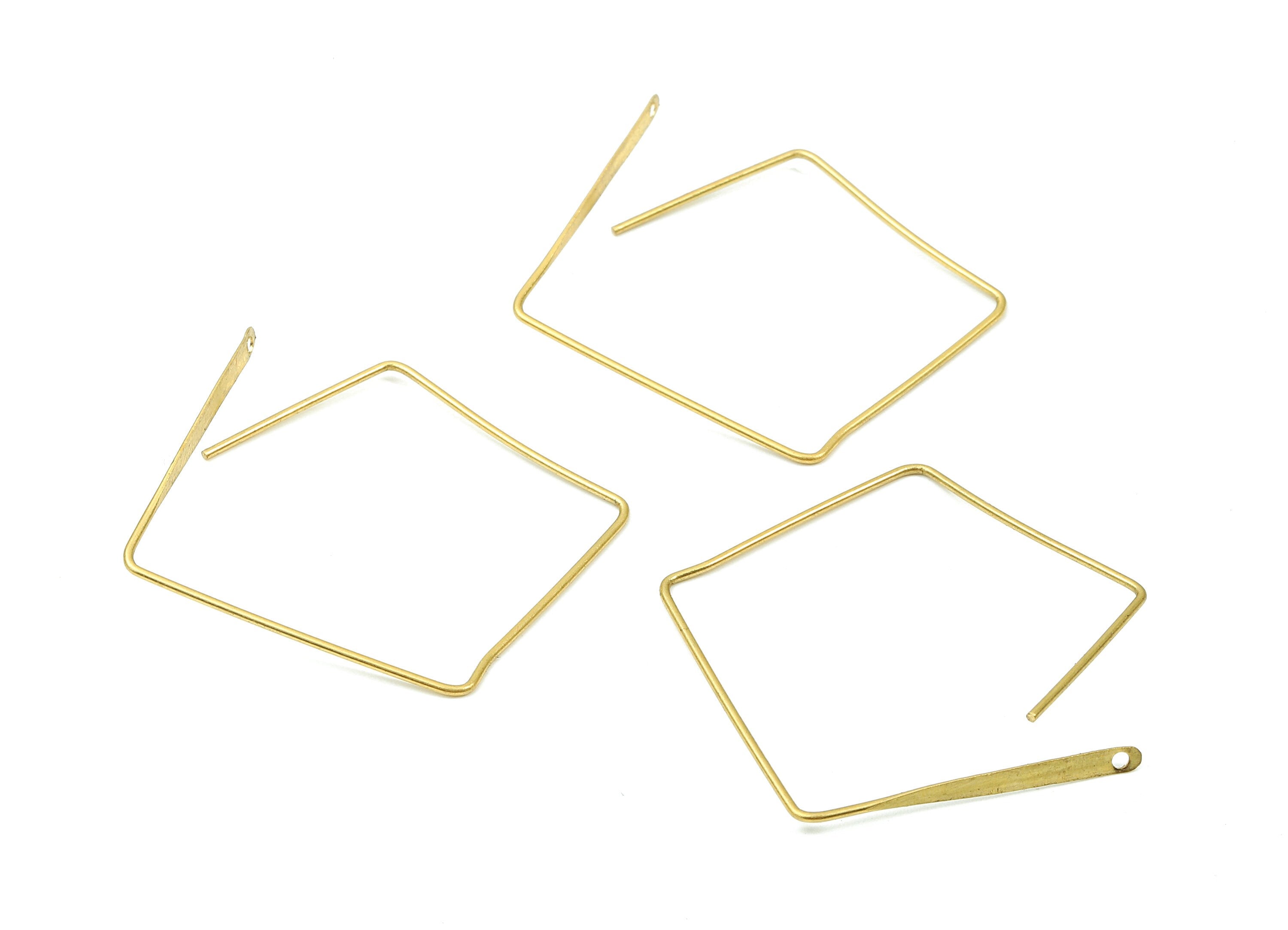 Brass Hammered Earring Wire - Raw Brass Hammered Earring Wires - Brass Earring Findings - Jewelry Supplies - 38.52x36.72x0.81mm - PP2866 - DOMEDBAZAAR