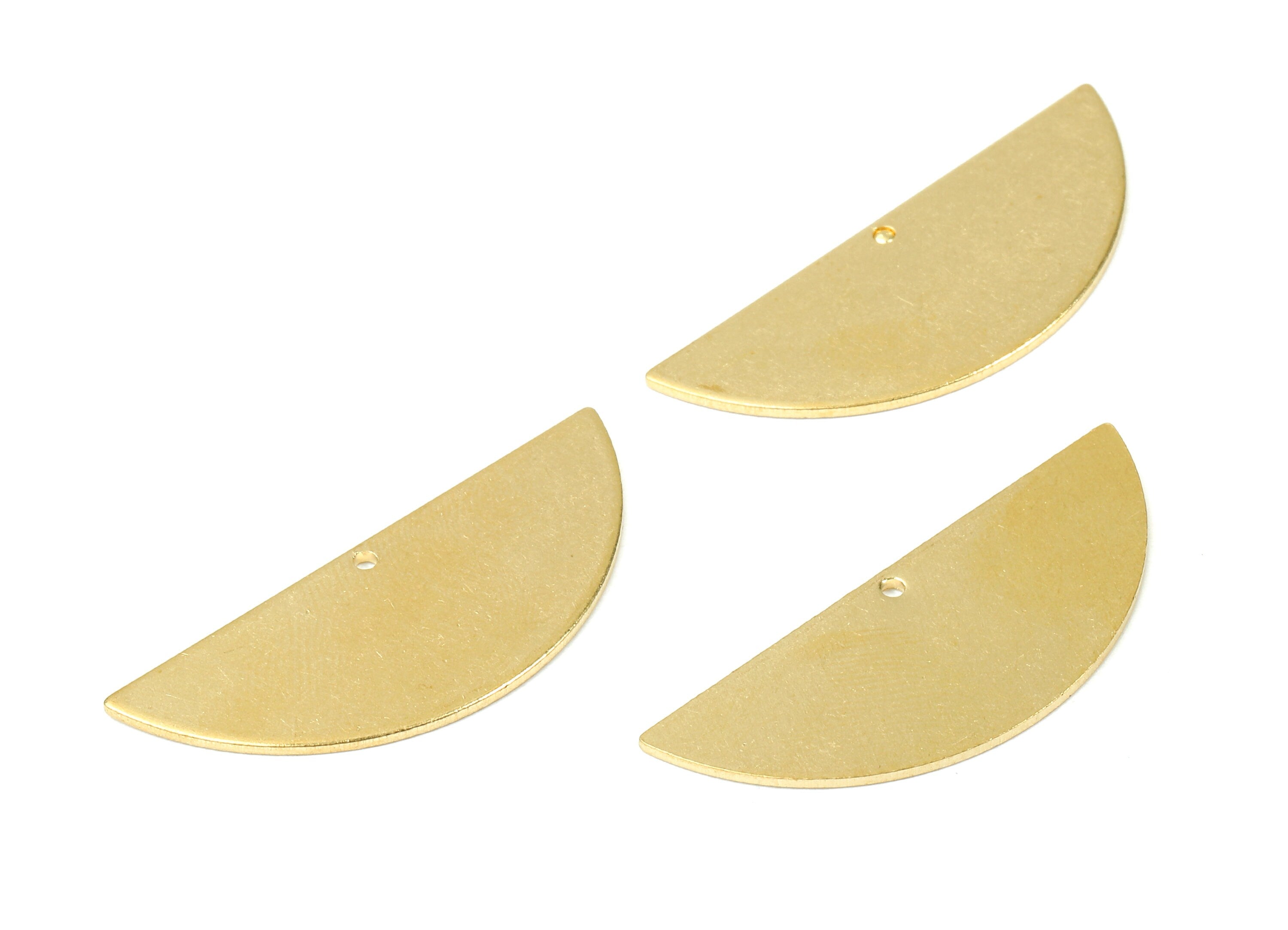 Personalized stamping blank - Brass Semicircle Charms - Raw Brass Semicircle Earrings and Pendant- 39.22x15.47x0.99m - PP2955 - DOMEDBAZAAR