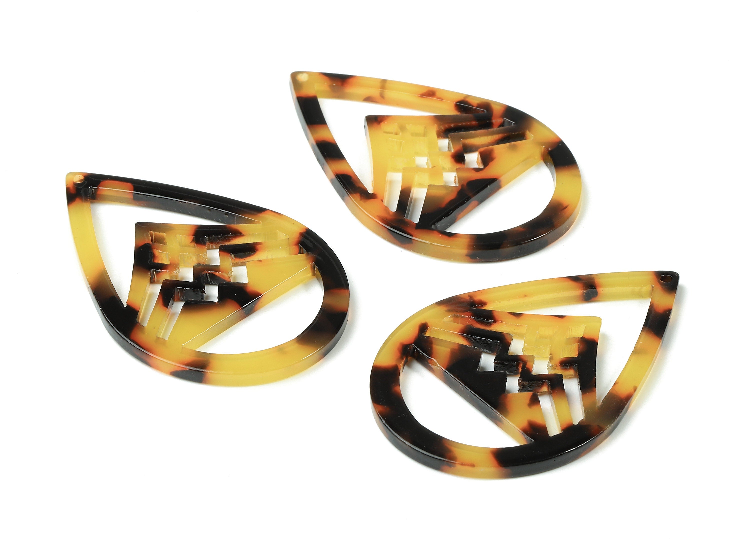 Acetate Drop Charms - Tortoise Shell Earrings - Drop Pendant - Jewelry Making Supplies - Color Code: A01 - 49.08x32.01x2.67mm - AC1712-A01 - DOMEDBAZAAR