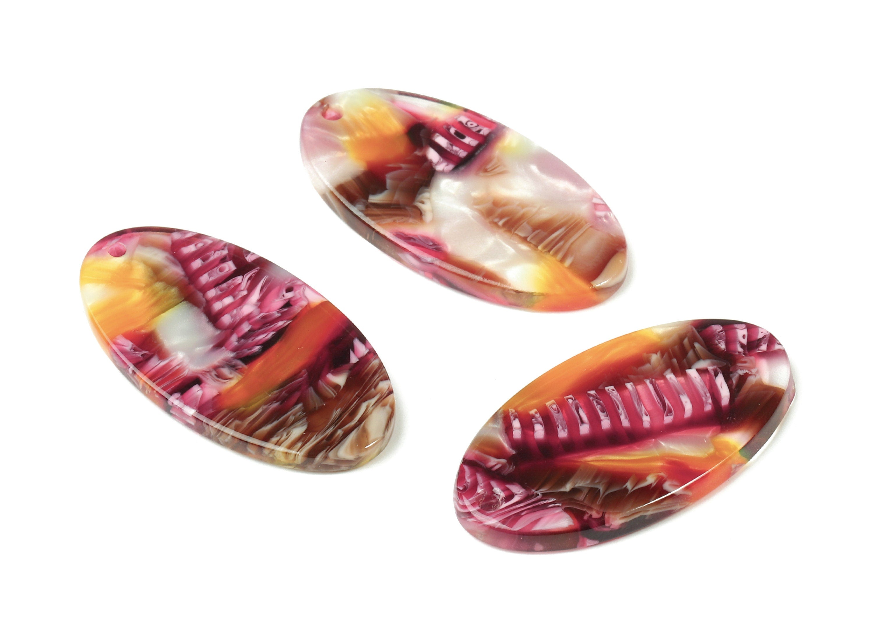 Acetate Oval Charms - Oval Earrings and Pendant - Earring Findings - Jewelry Supplies - Color Code: A373 - 34.18x18.35x2.6mm - AC1653-A373 - DOMEDBAZAAR