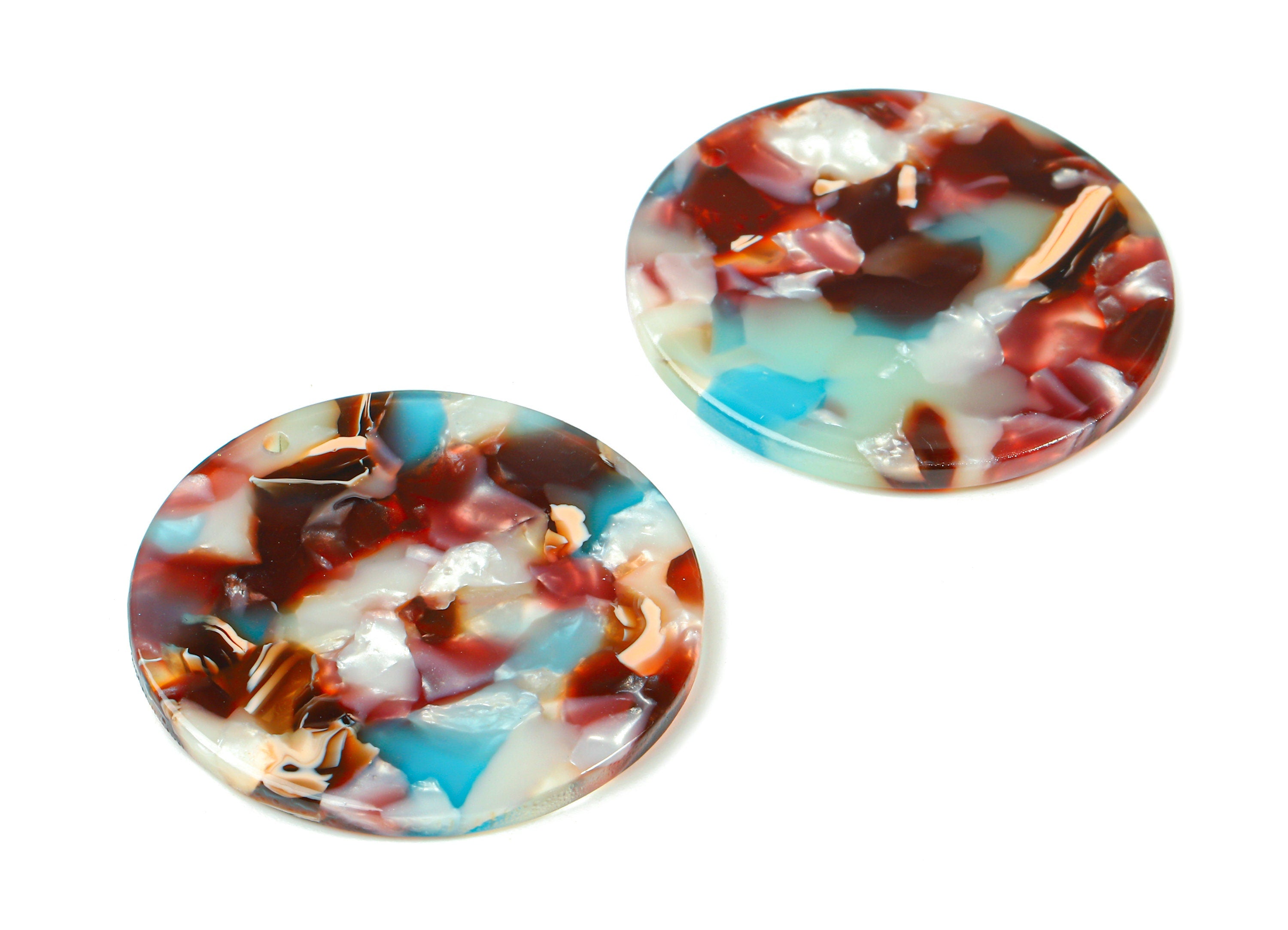 Acetate Round Charms - Coin Earrings and Pendant - Earring Findings - Jewelry Supplys - Color Code: A103 - 34.8x34.8x2.54mm - AC1135-A103 - DOMEDBAZAAR