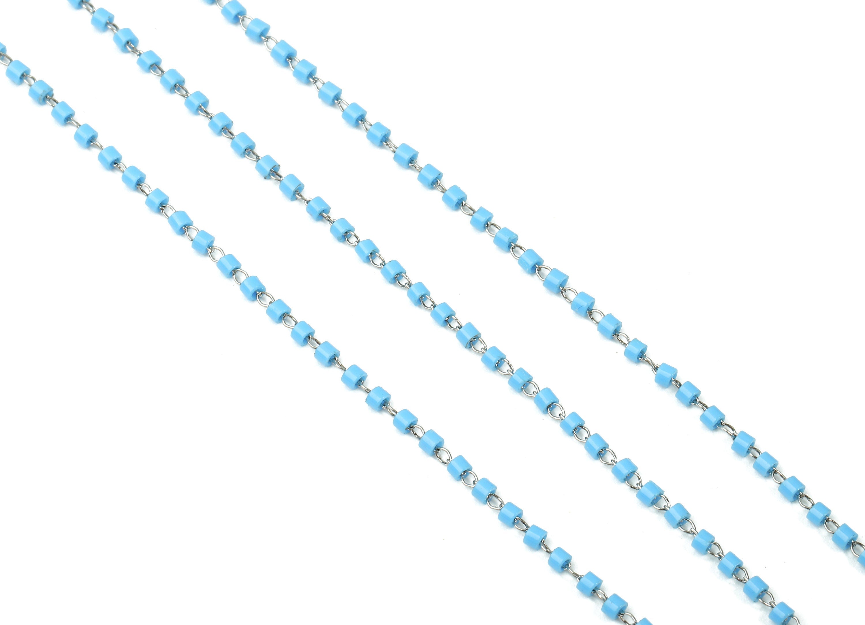 Toho Glass Beaded Chain - Seed Beads Chain- Toho Glass Bead - Stainless Steel - Jewelry Making Chain - 1.63mm x 1.44mm - TH1015 - DOMEDBAZAAR