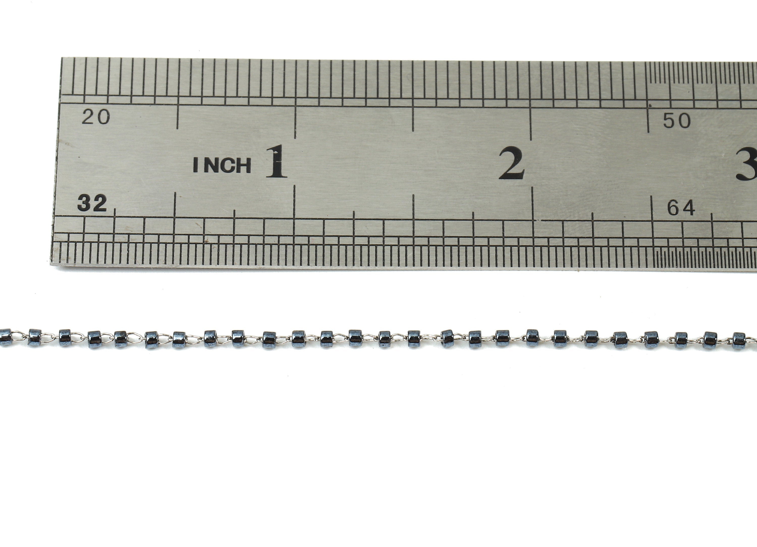 Toho Glass Beaded Chain - Seed Beads Chain - Gun Metal Toho Glass Bead - Stainless Steel - Jewelry Making Chain - 1.63mm x 1.44mm - TH1021 - DOMEDBAZAAR