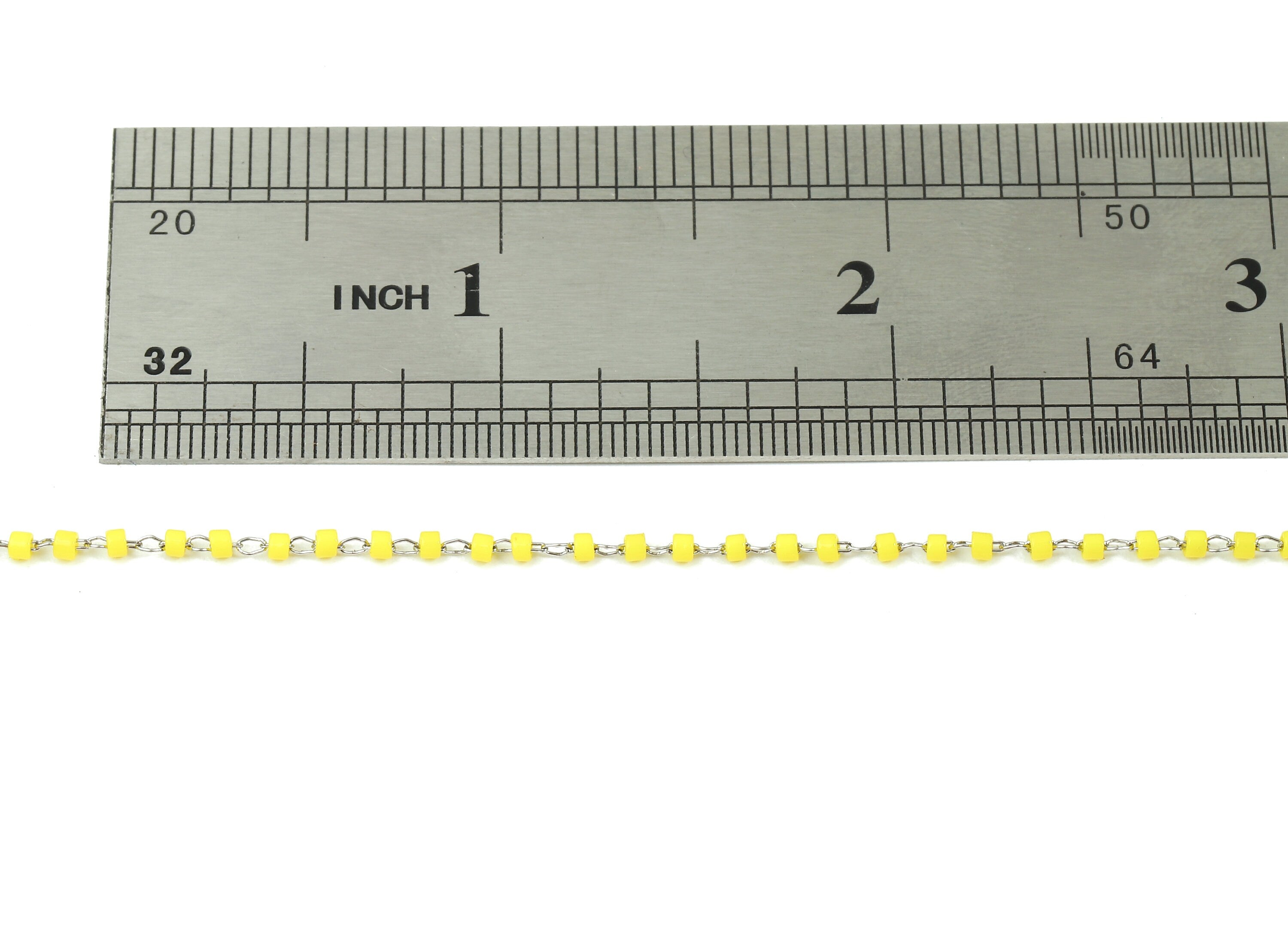 Toho Glass Beaded Chain - Seed Beads Chain - Yellow Toho Glass Bead - Stainless Steel - Jewelry Making Chain - 1.63mm x 1.44mm - TH1023 - DOMEDBAZAAR