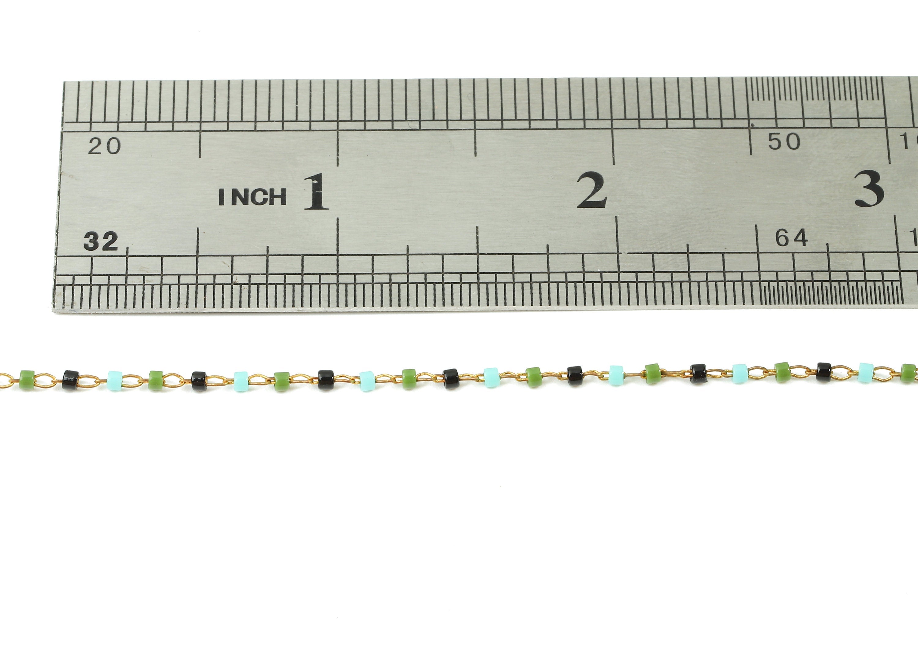 Toho Glass Beaded Chain - Seed Beads Chain - Green Toho Glass Bead - Stainless Steel - Jewelry Making Chain - 1.63mm x 1.44mm - TH1036 - DOMEDBAZAAR