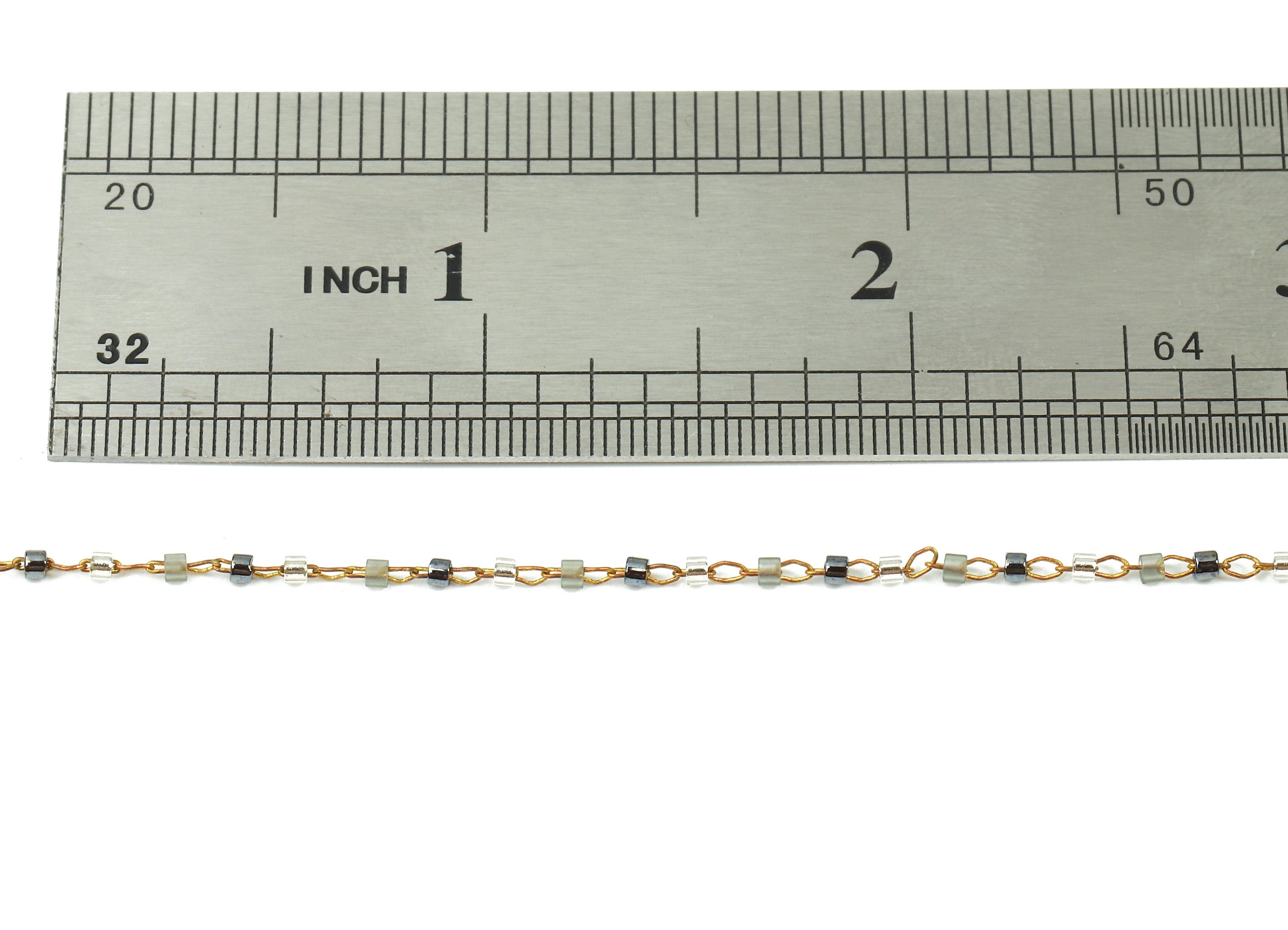 Toho Glass Beaded Chain - Seed Beads Chain - Toho Glass Bead - Stainless Steel - Jewelry Making Chain - 1.63mm x 1.44mm - TH1042 - DOMEDBAZAAR