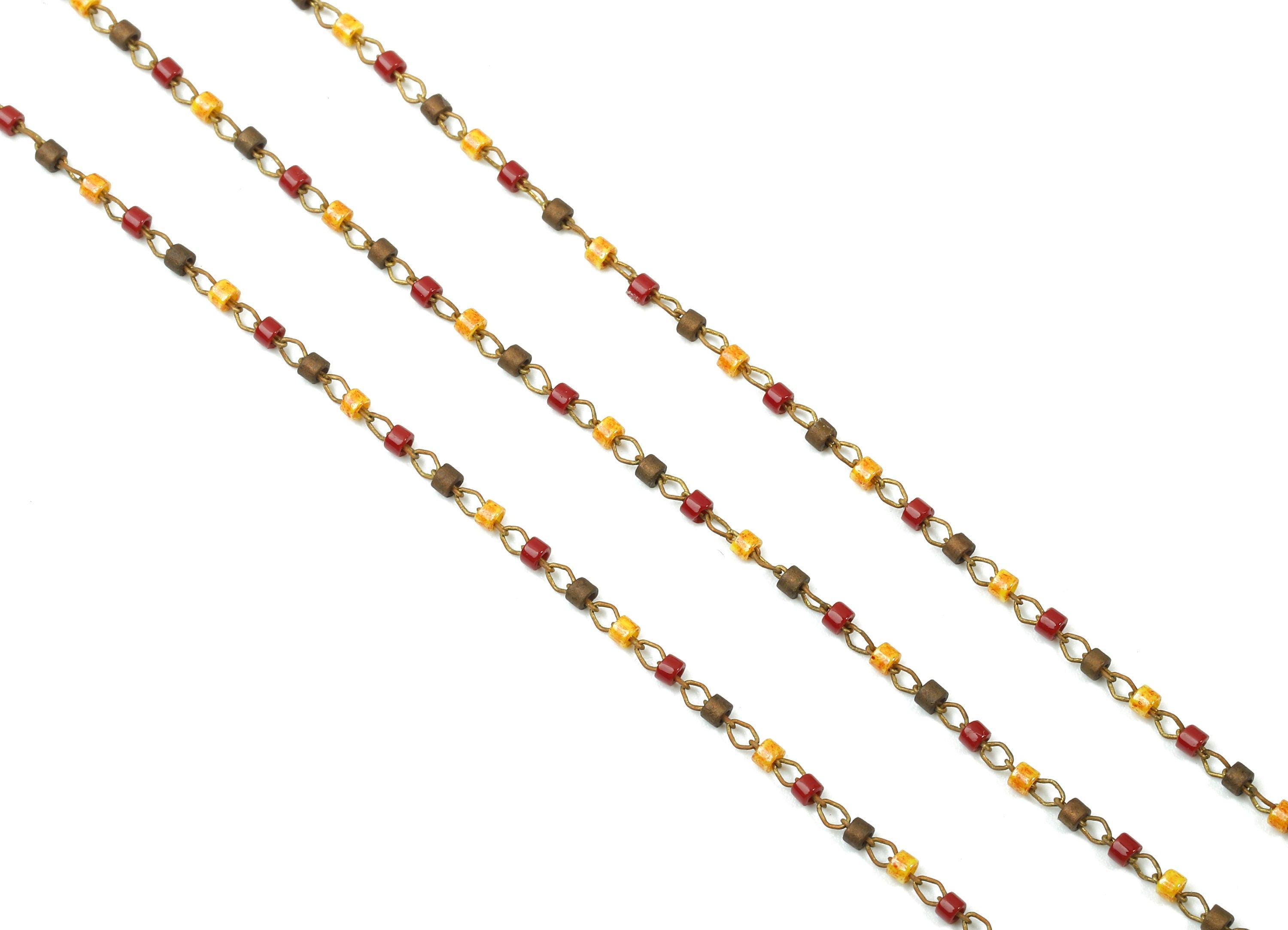 Toho Glass Beaded Chain - Seed Beads Chain - Toho Glass Bead - Stainless Steel - Jewelry Making Chain - 1.63mm x 1.44mm - TH1043 - DOMEDBAZAAR