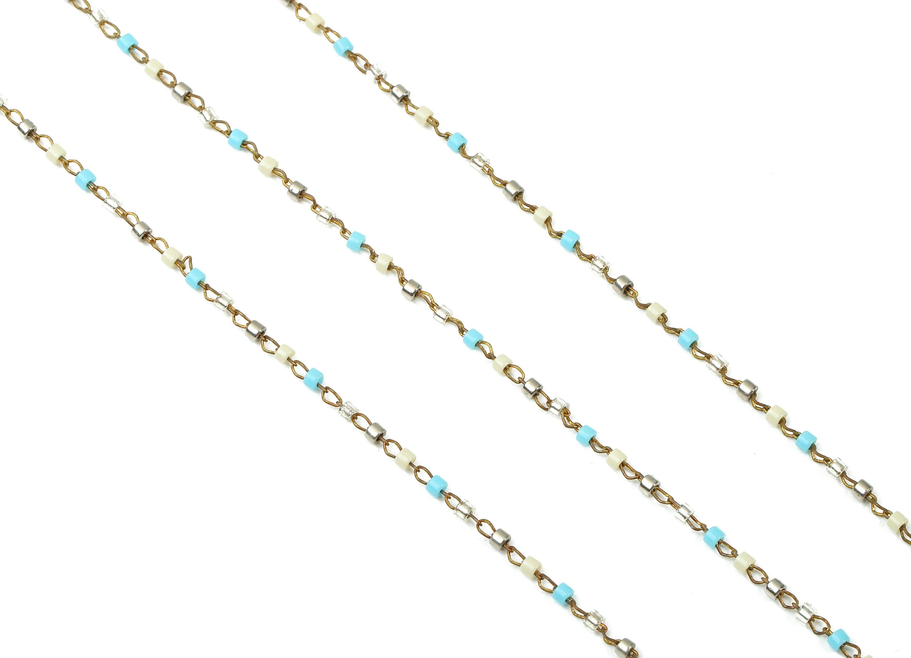 Toho Glass Beaded Chain - Seed Beads Chain - Toho Glass Bead - Stainless Steel - Jewelry Making Chain - 1.63mm x 1.44mm - TH1044 - DOMEDBAZAAR