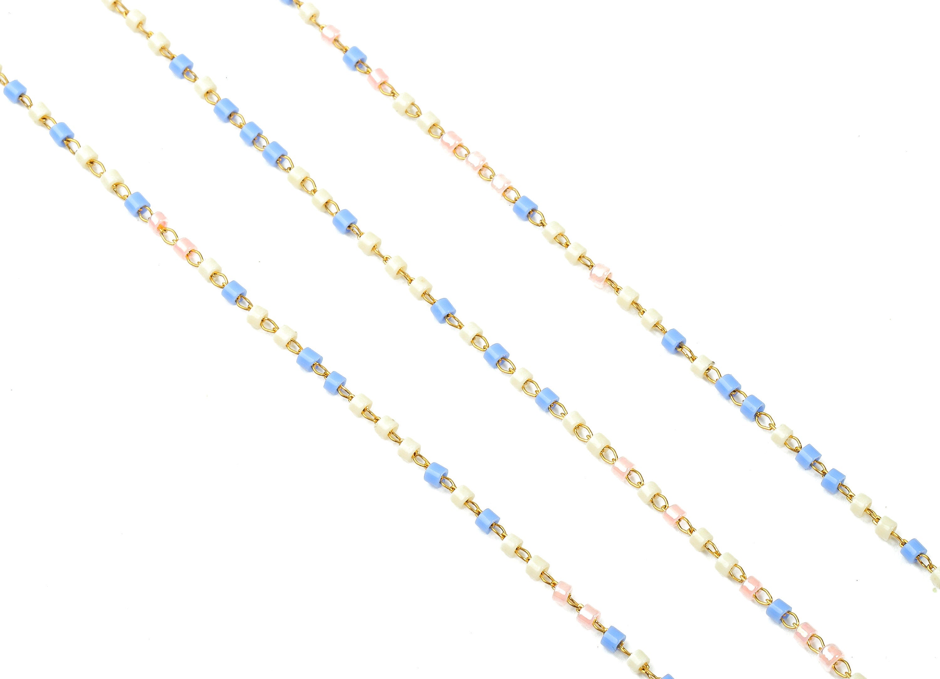 Toho Glass Beaded Chain - Seed Beads Chain - Toho Glass Bead - Stainless Steel - Jewelry Making Chain - 1.63mm x 1.44mm - TH1052 - DOMEDBAZAAR