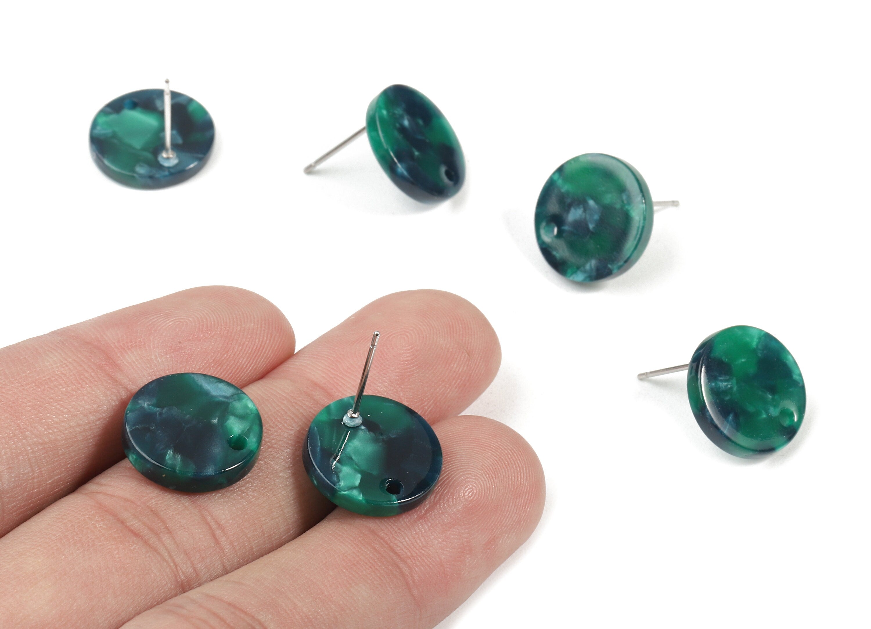 Acetate Round Earring Stud - Acetate Round Earring Post - Earring Stud Findings - Color Code: A13 - 14.6x14.6x2.28mm - AC1385-A13 - DOMEDBAZAAR