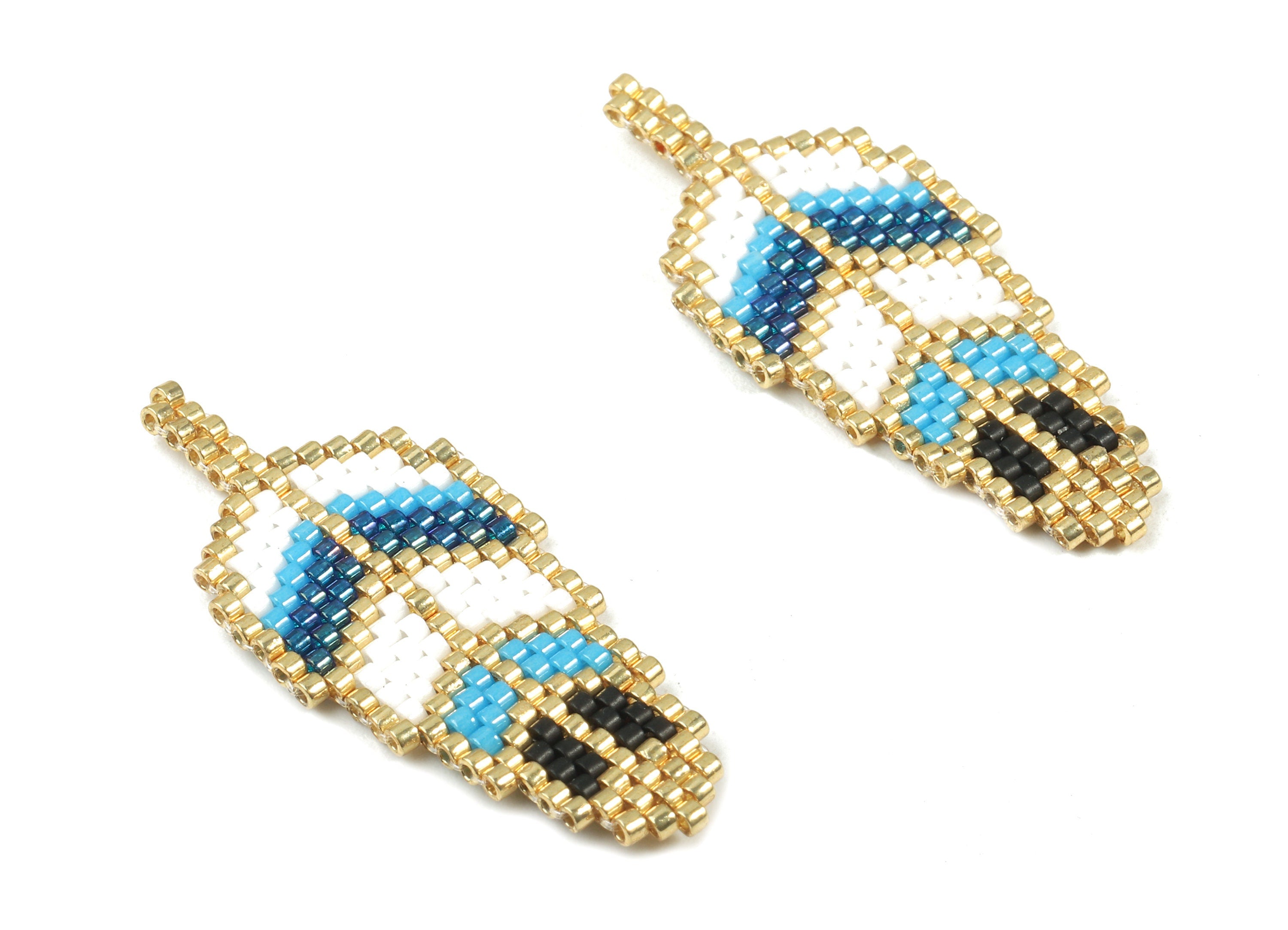 Miyuki Beaded Leaf Earrings - Handmade Beaded Leaf Charms - Japanese seed beads - Maasai Earrings - 42.43x17.44x2.14mm - TH1067 - DOMEDBAZAAR