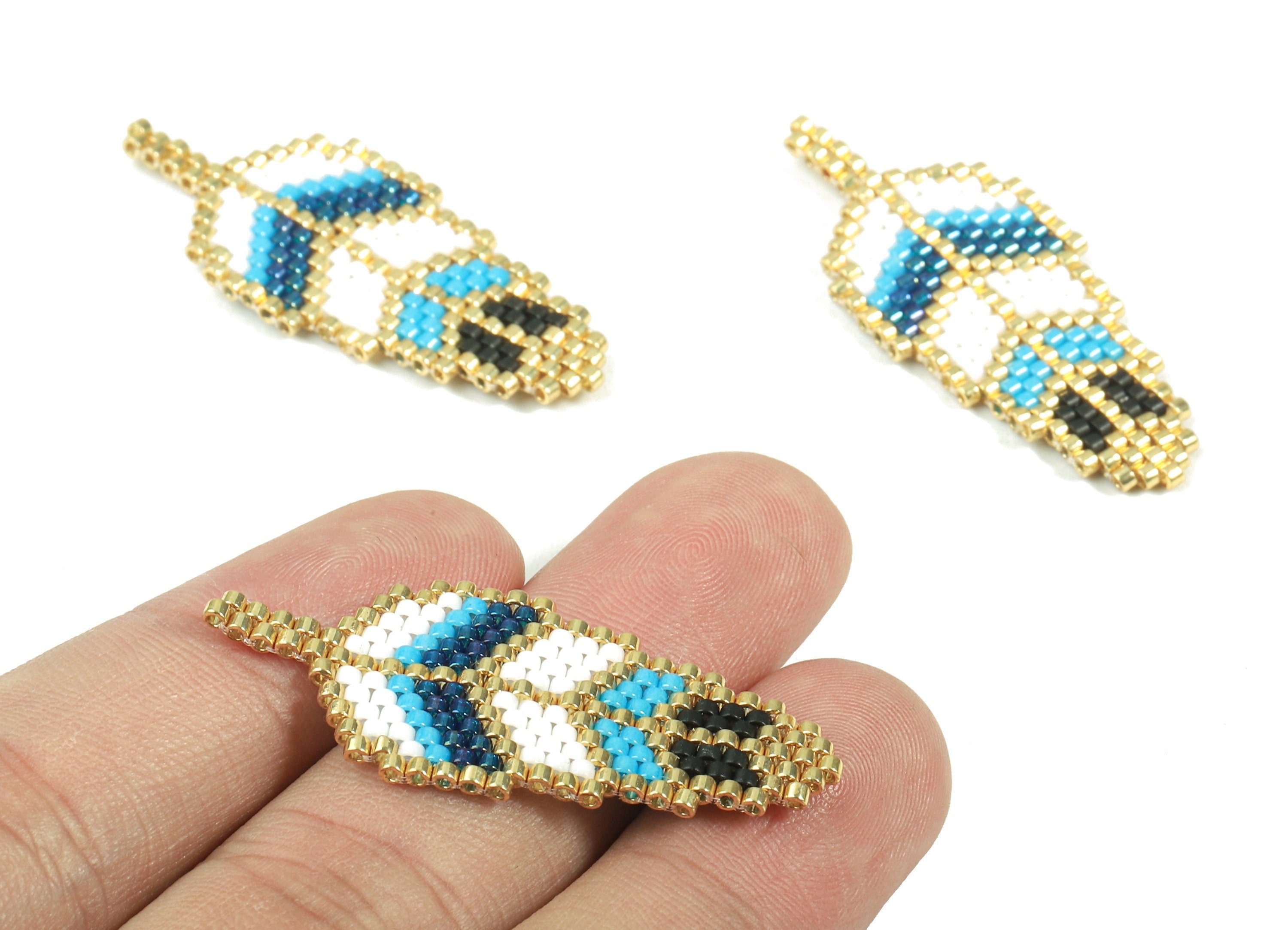 Miyuki Beaded Leaf Earrings - Handmade Beaded Leaf Charms - Japanese seed beads - Maasai Earrings - 42.43x17.44x2.14mm - TH1067 - DOMEDBAZAAR