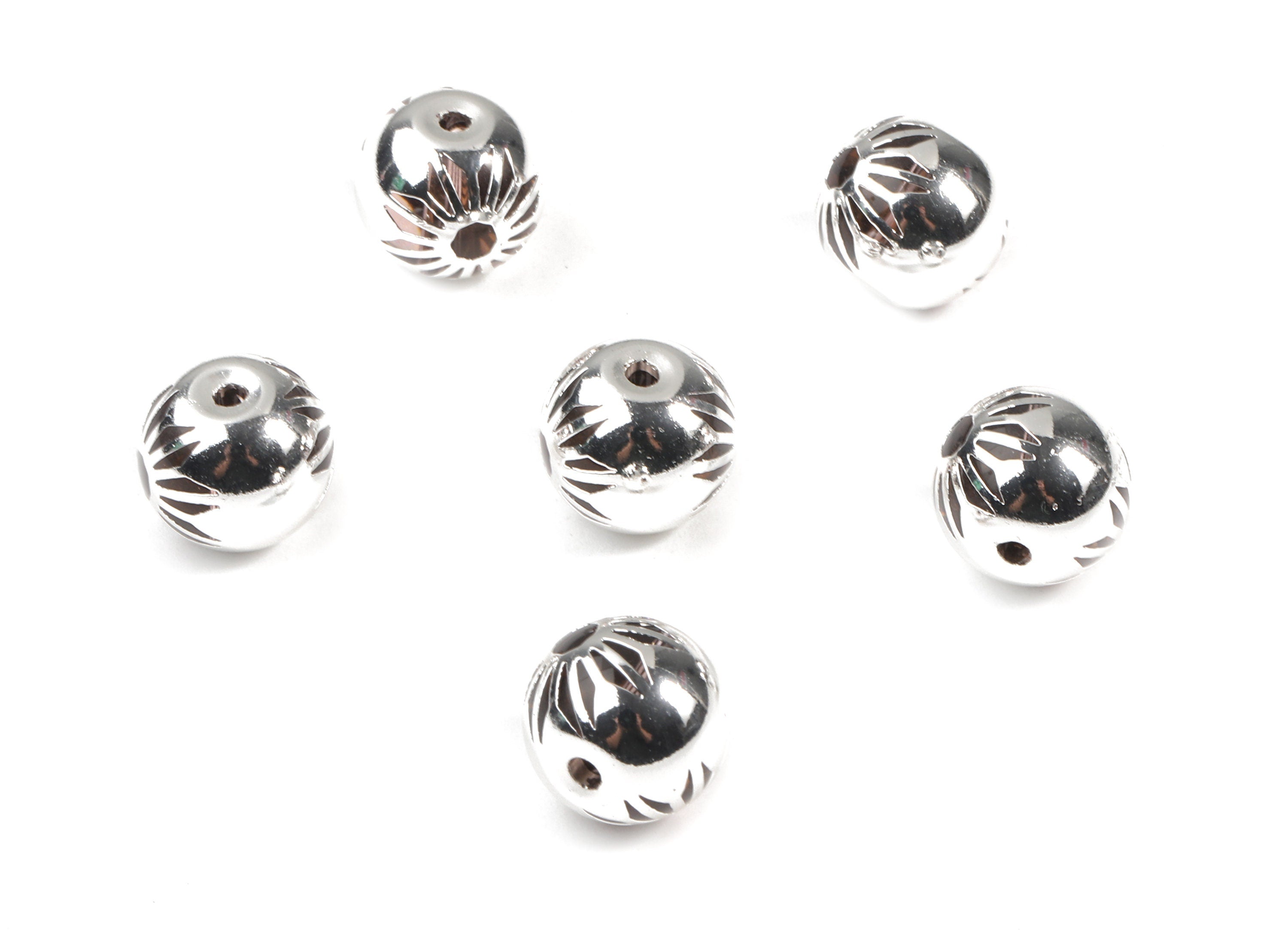 Glass Spacer Ball Beads - Copper And K9 Crystal Glass Beads - 925 Silver Plated Copper - Jewelry Supplies - 12.34x10.93mm - GS1007S - DOMEDBAZAAR