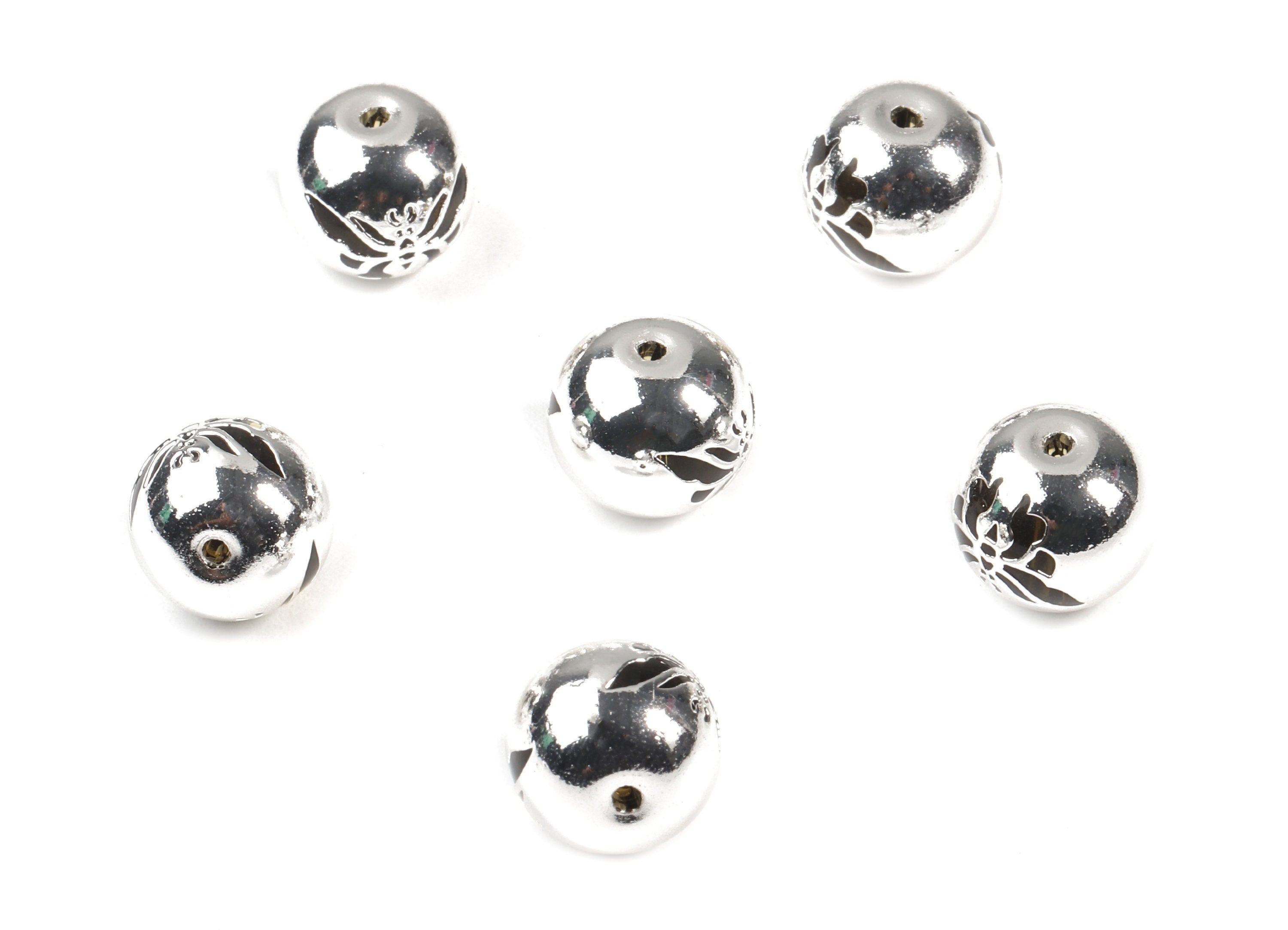 Glass Spacer Ball Beads - Copper And K9 Green Crystal Glass Butterfly Beads - 925 Silver Plated Copper - 12.34x10.93mm - GS1008S - DOMEDBAZAAR