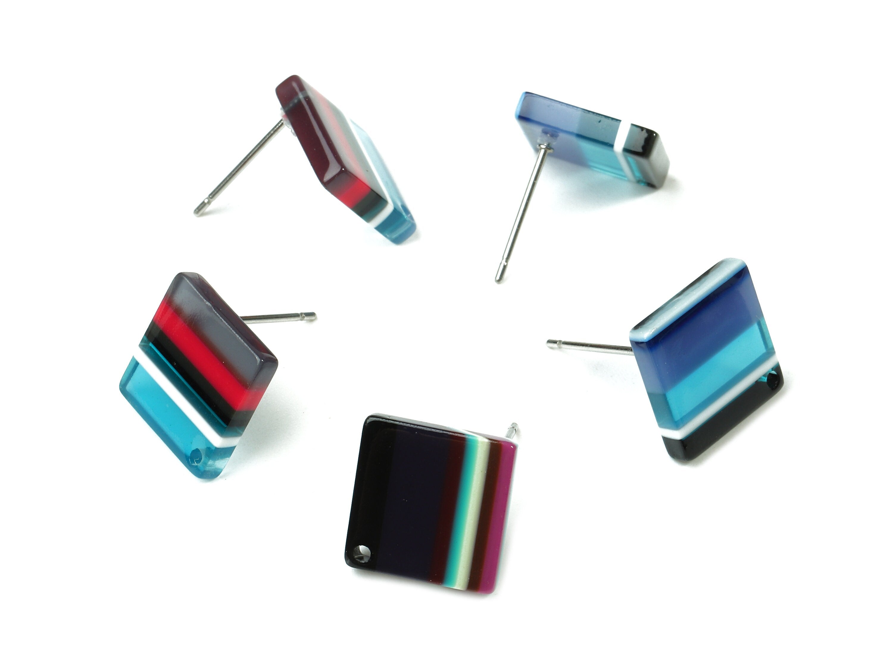 Acetate Square Earring Post - Acetate Square Earring Stud - Acetate Earring Post Findings - Color Code: A146 - 13x9.9x2.72mm - AC1205C - DOMEDBAZAAR