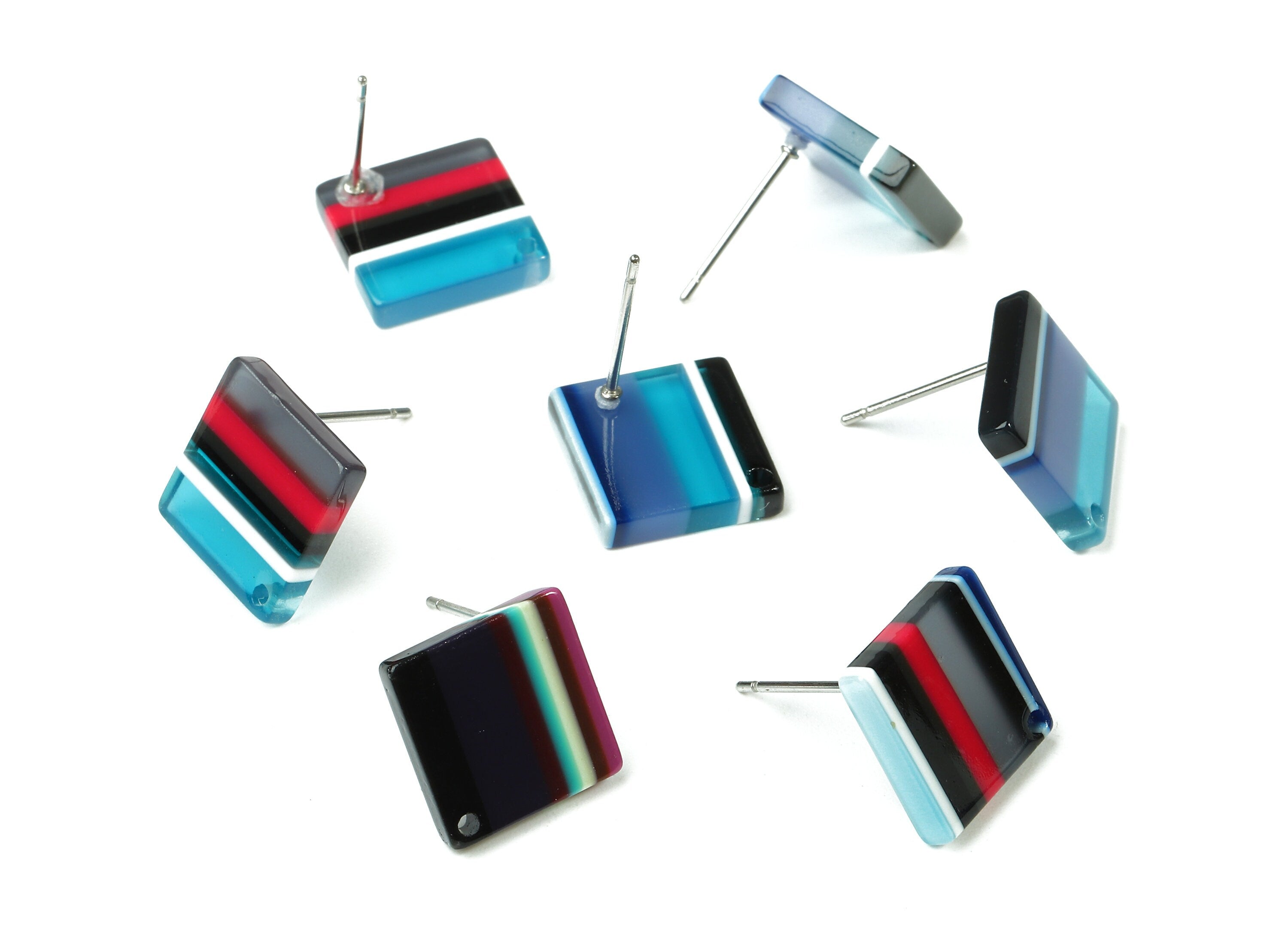 Acetate Square Earring Post - Acetate Square Earring Stud - Acetate Earring Post Findings - Color Code: A146 - 13x9.9x2.72mm - AC1205C - DOMEDBAZAAR
