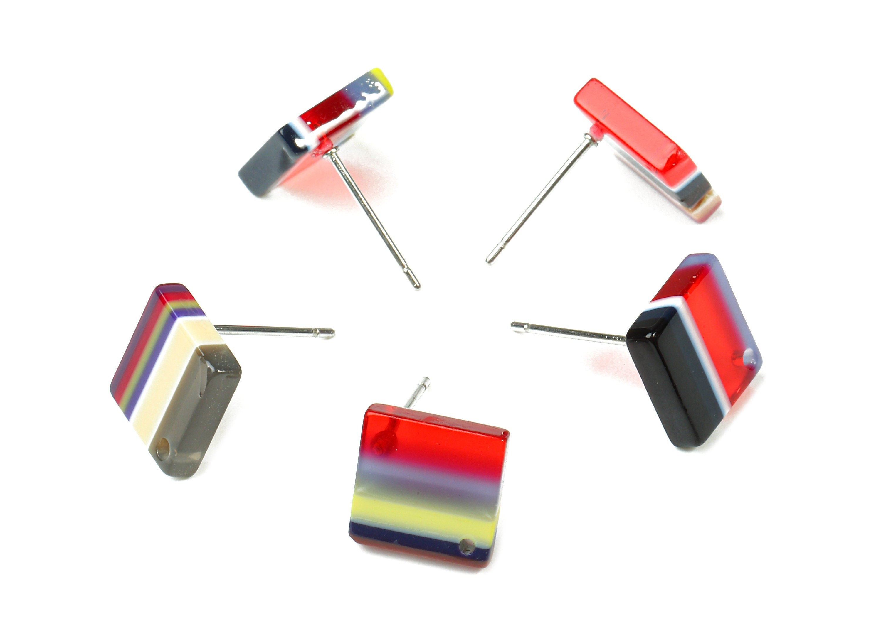 Acetate Square Earring Post - Acetate Square Earring Stud - Acetate Earring Post Findings - Color Code: A147 - 9.9x9.9x2.72mm - AC1205D - DOMEDBAZAAR